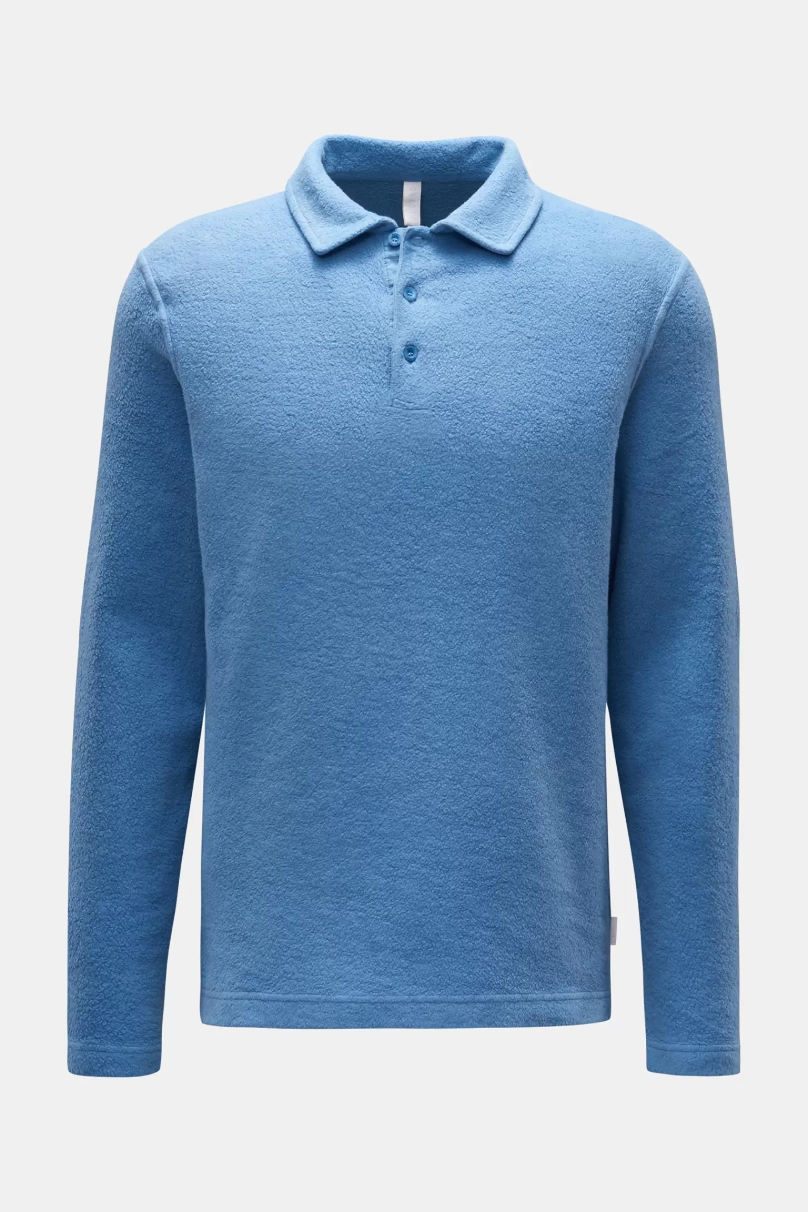 Fleece-Longsleeve-Poloshirt 'Oyster' Rauchblau>04651/ A trip in a bag Clearance