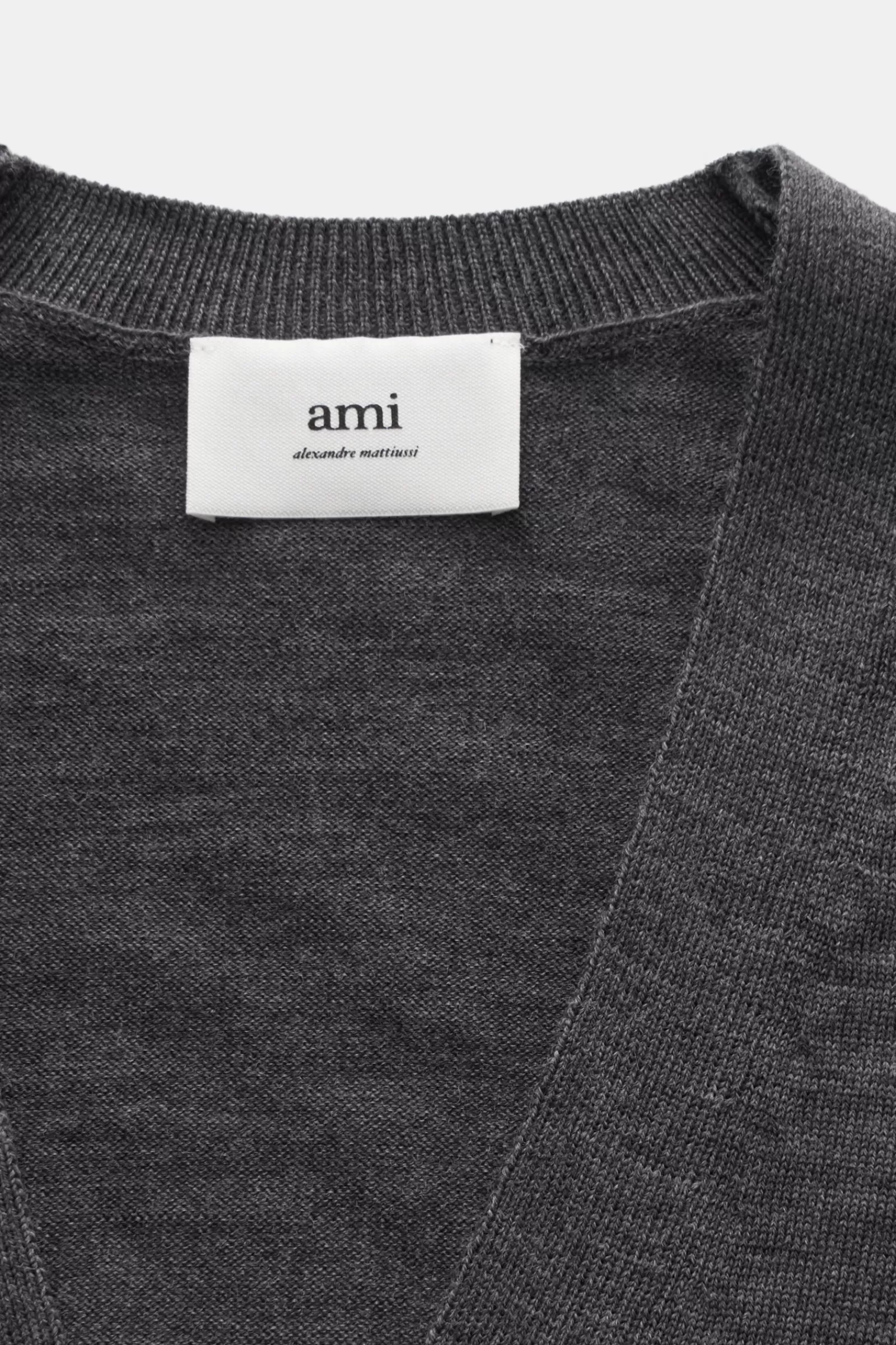 Merino Cardigan 'Ami De Coeur' Dark Grey^Ami Paris Cheap