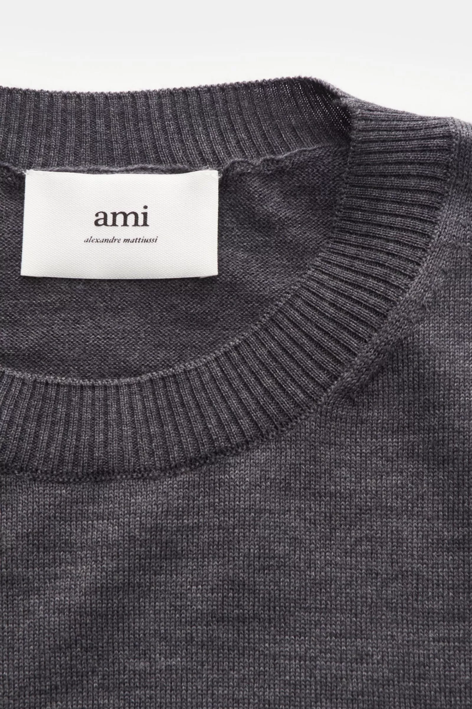 Merino Crew Neck Jumper 'Heather' Grey^Ami Paris Sale