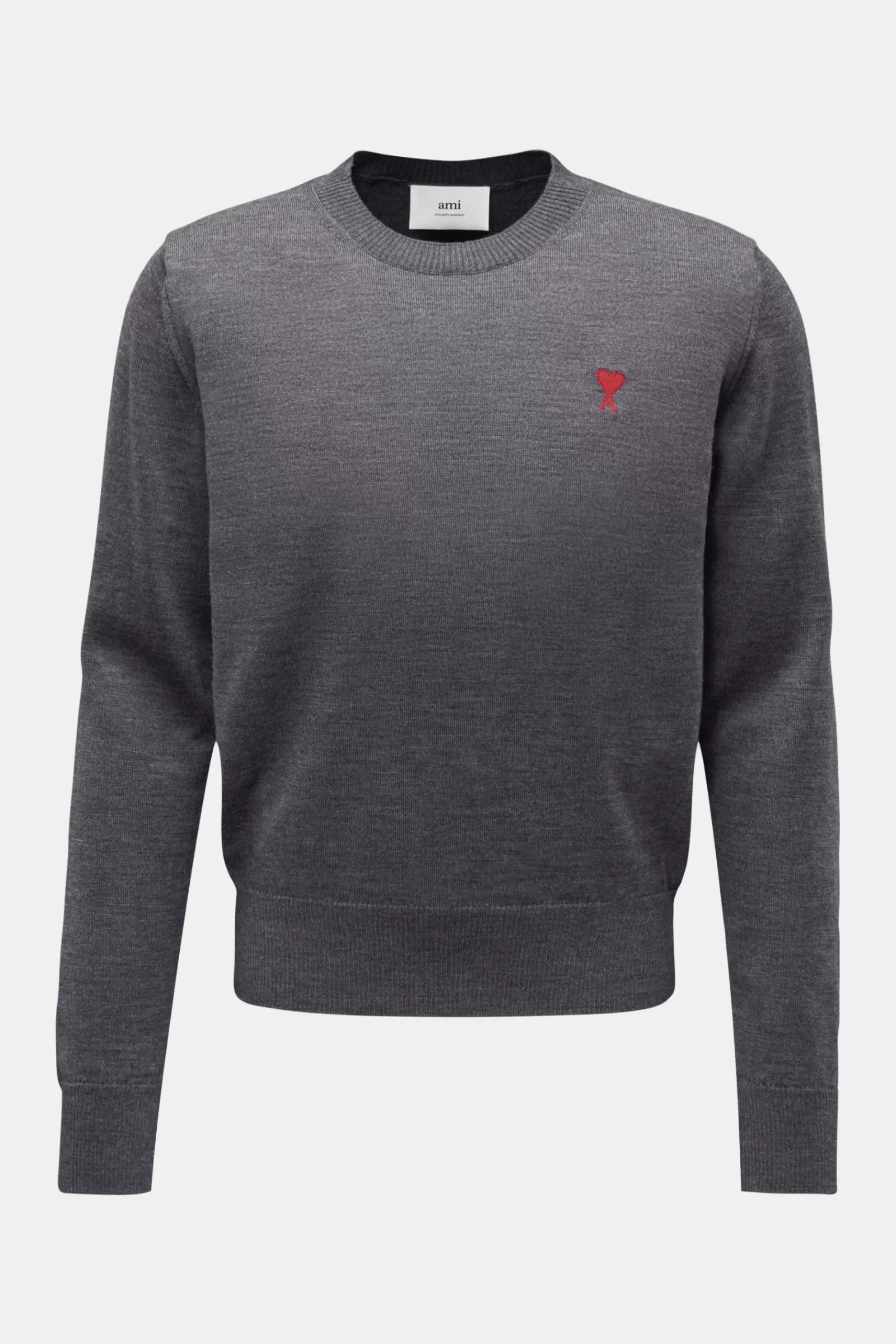 Merino Crew Neck Jumper 'Heather' Grey^Ami Paris Sale