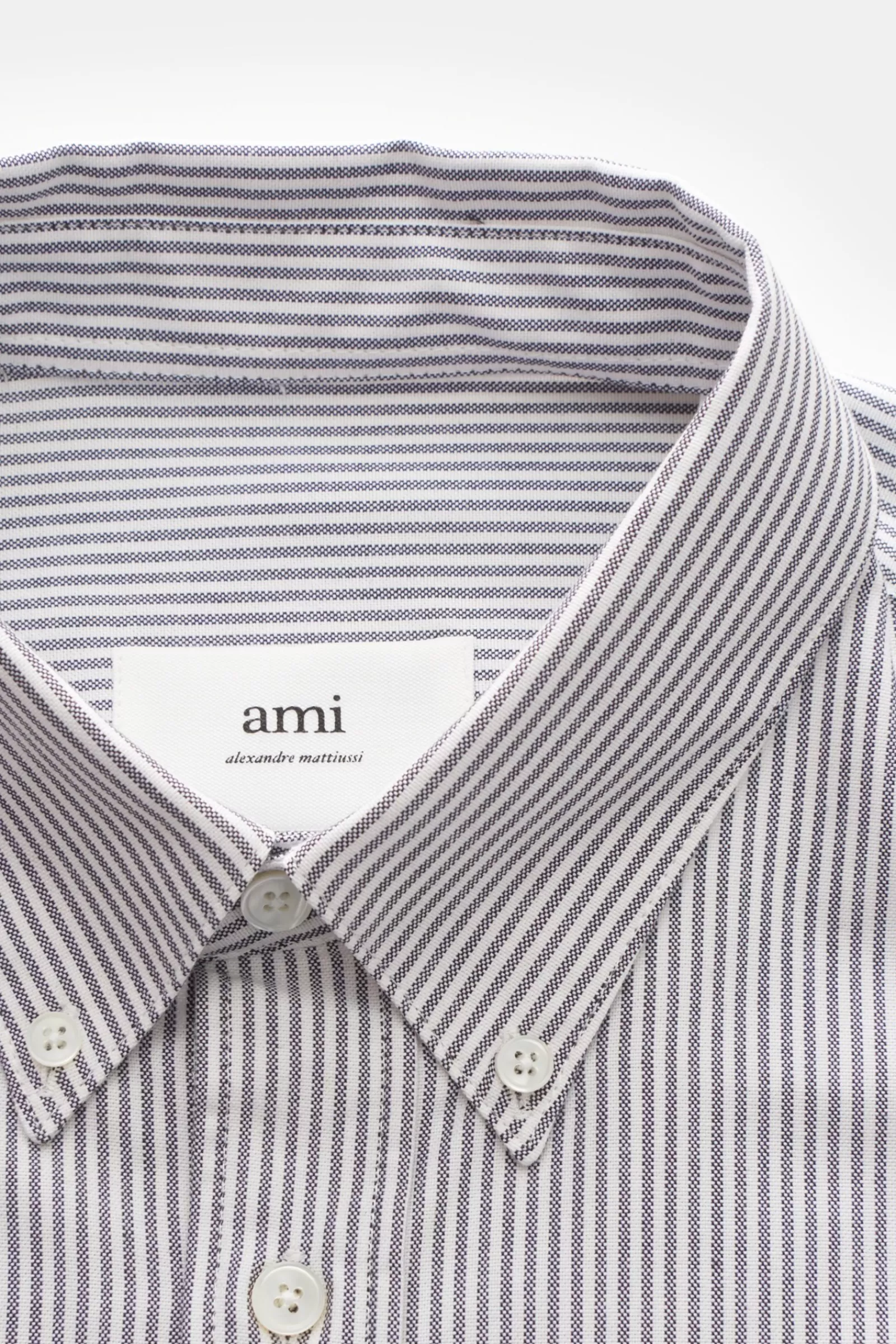 Oxford Shirt Button-Down Collar Anthracite/White Striped>Ami Paris Cheap