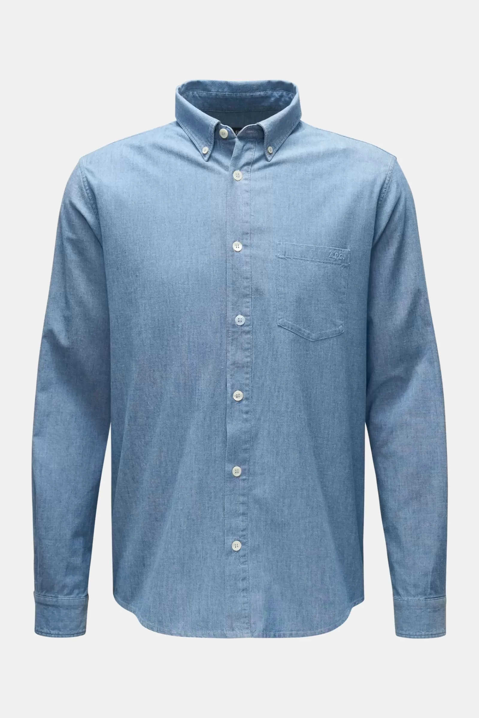 Chambray Shirt 'Edouard' Button-Down Collar Grey-Blue>A.P.C. Hot