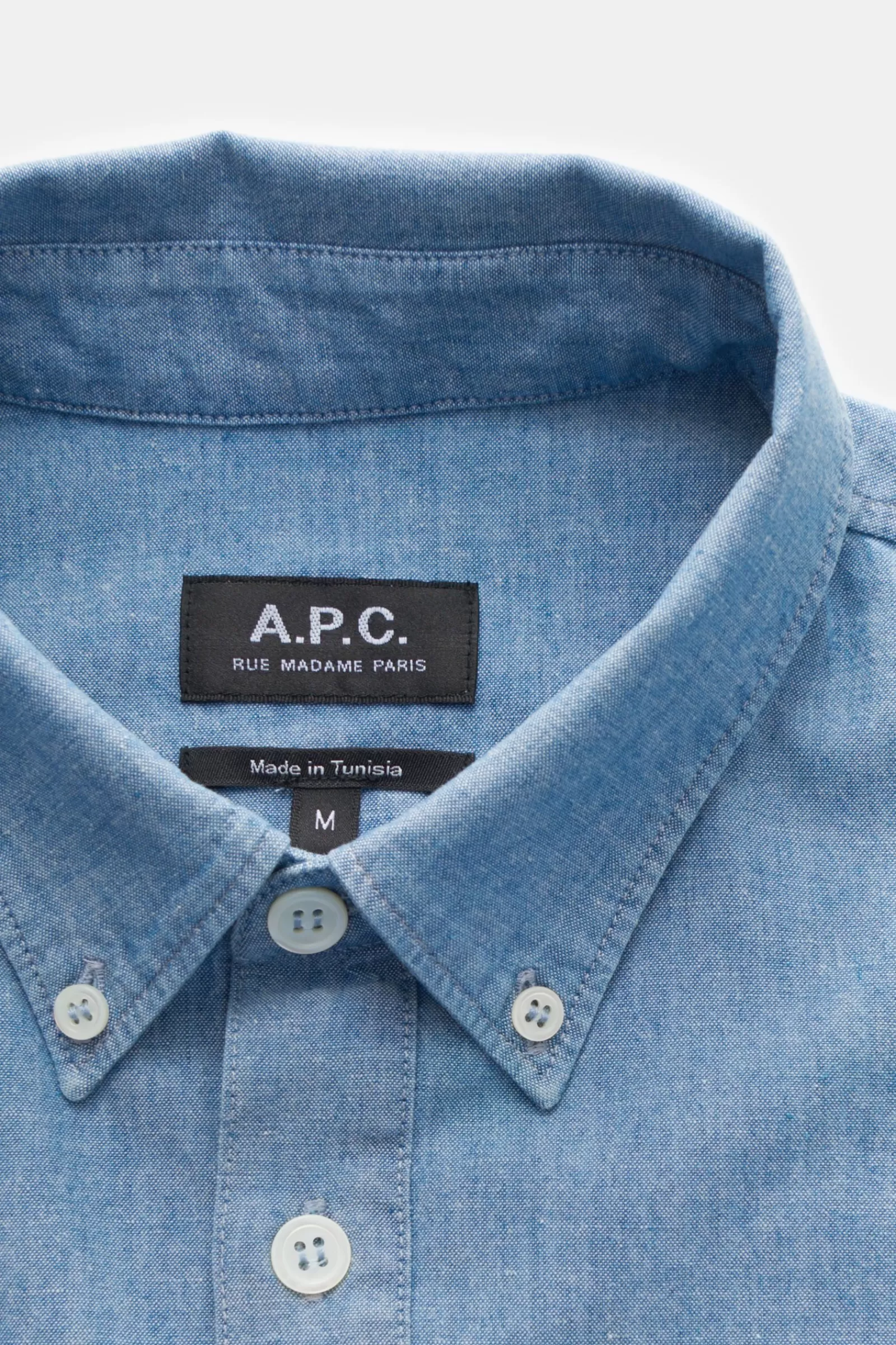 Chambray Shirt 'Edouard' Button-Down Collar Grey-Blue>A.P.C. Hot