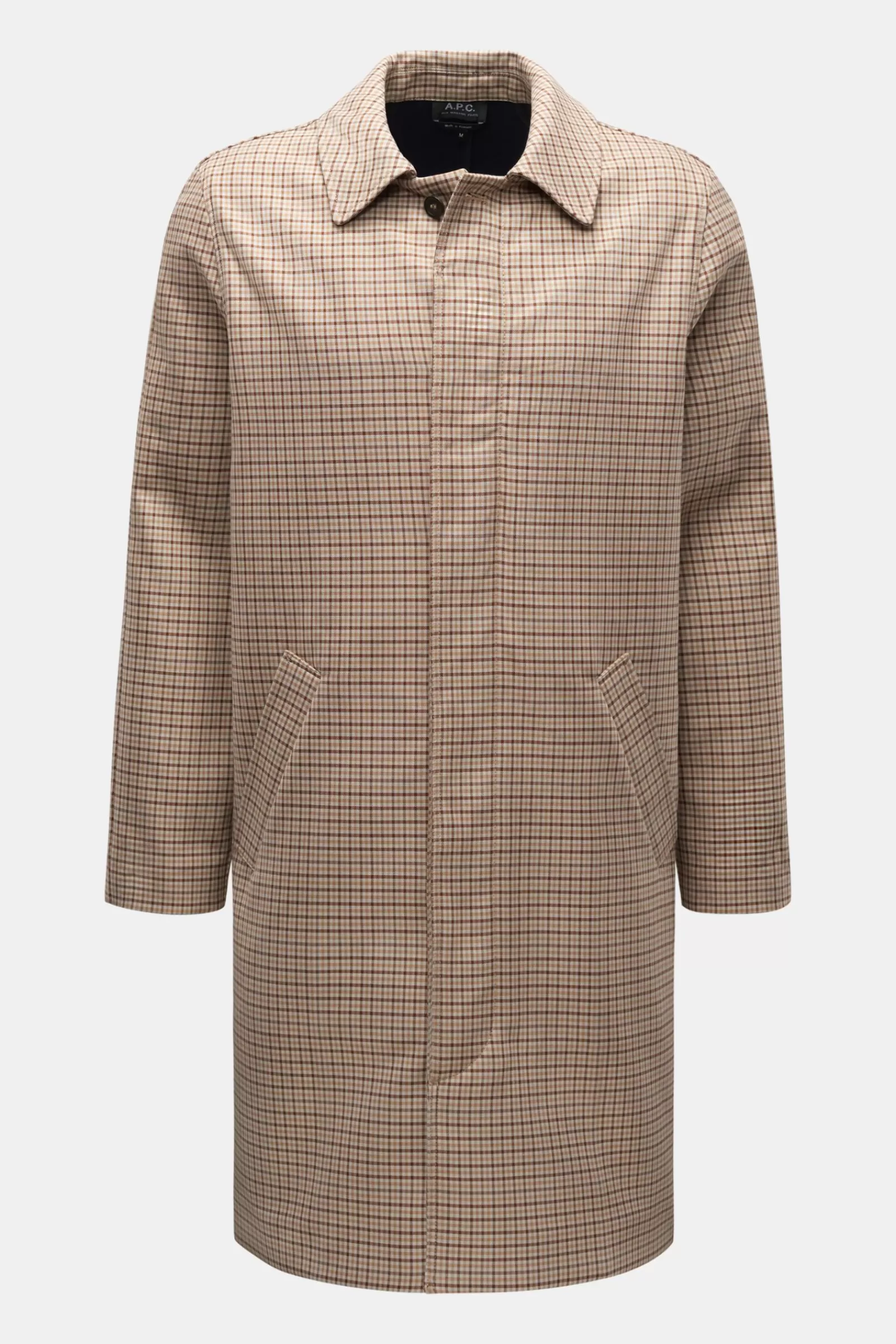 Cotton Coat 'Mac Phil' Light Brown/Brown Checked>A.P.C. Cheap