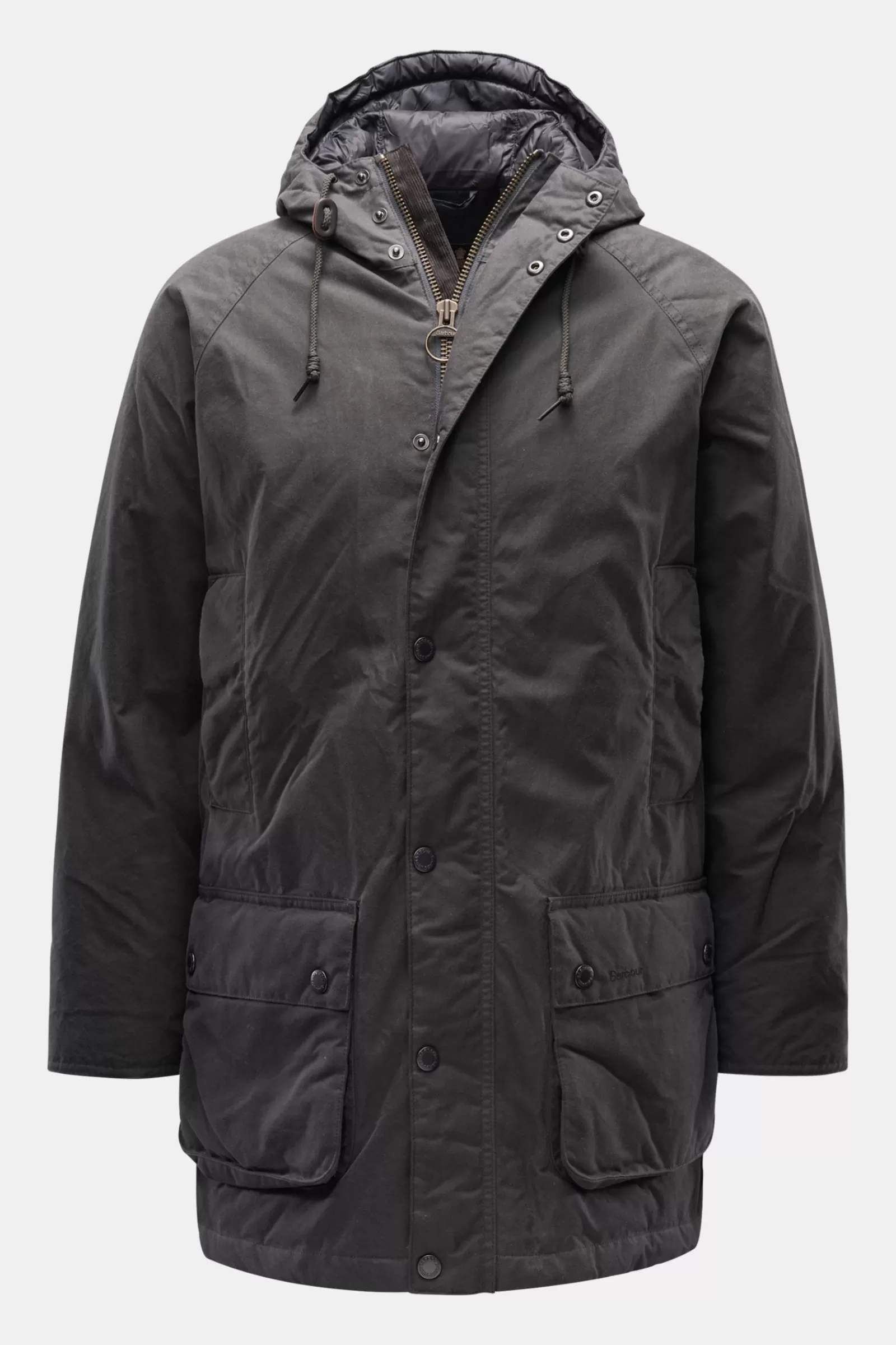 Waxed Jacket 'Beaufort Hooded' Dark Grey>Barbour Outlet