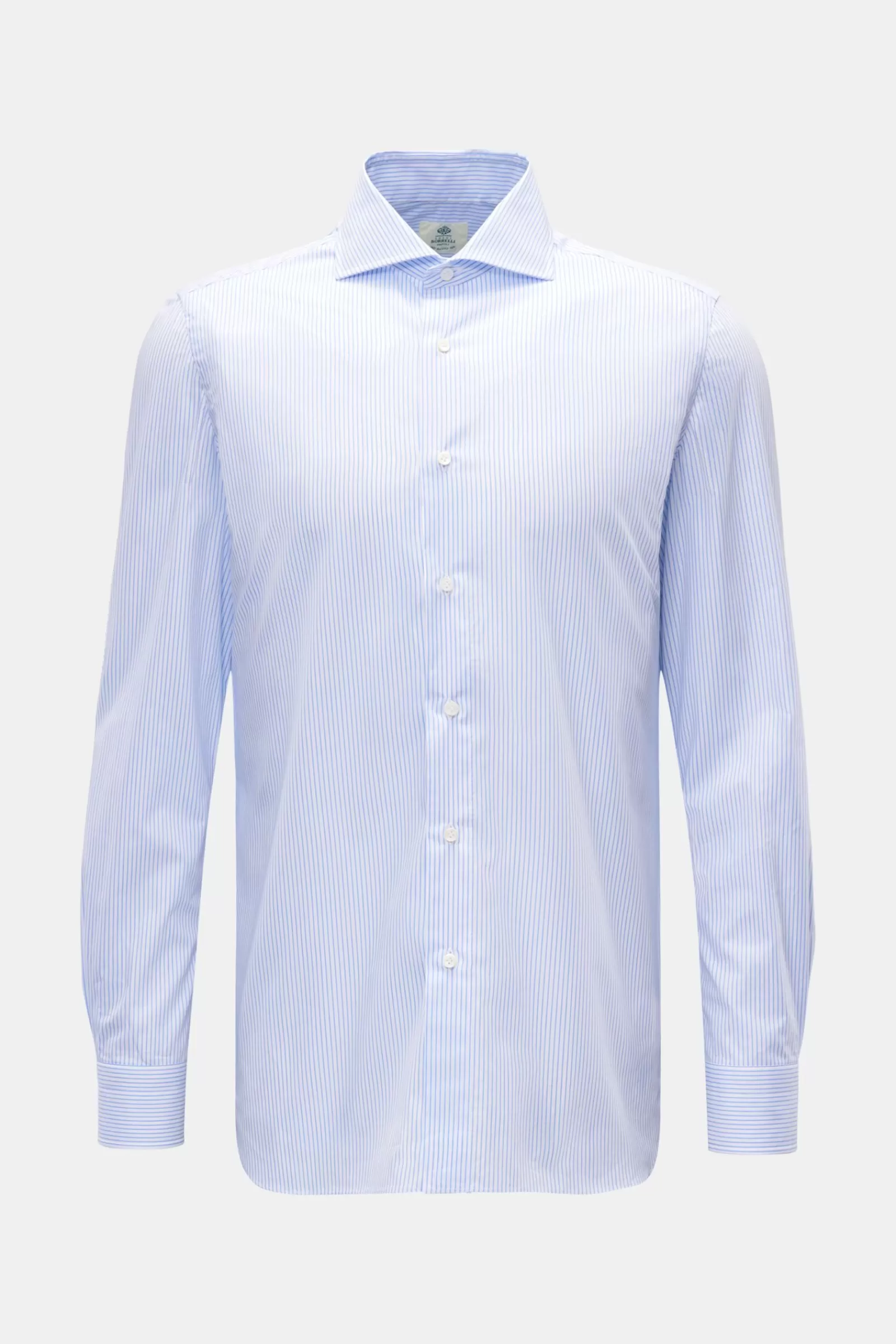 Business Shirt Shark Collar Blue/White Striped>Borrelli Best