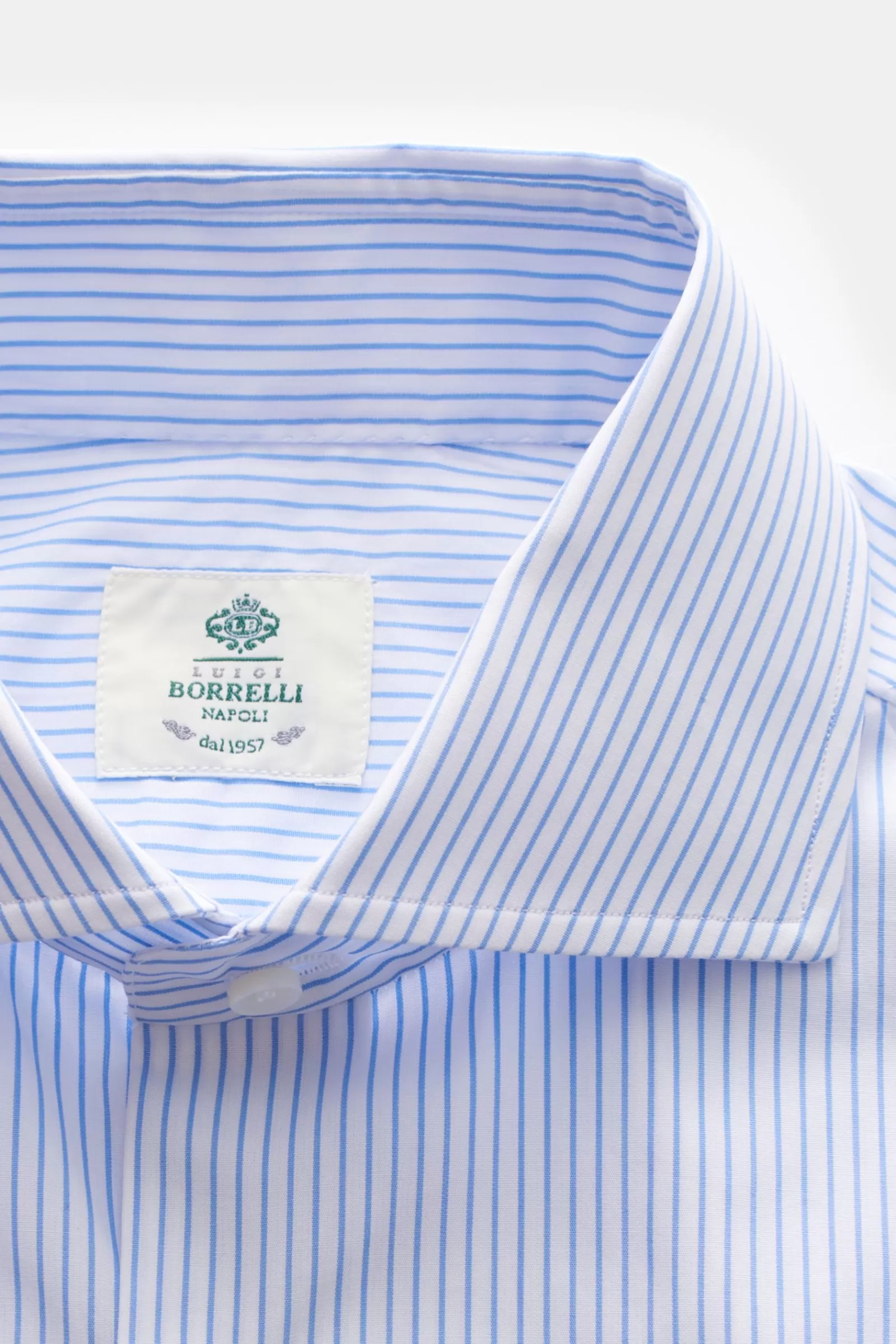 Business Shirt Shark Collar Blue/White Striped>Borrelli Best