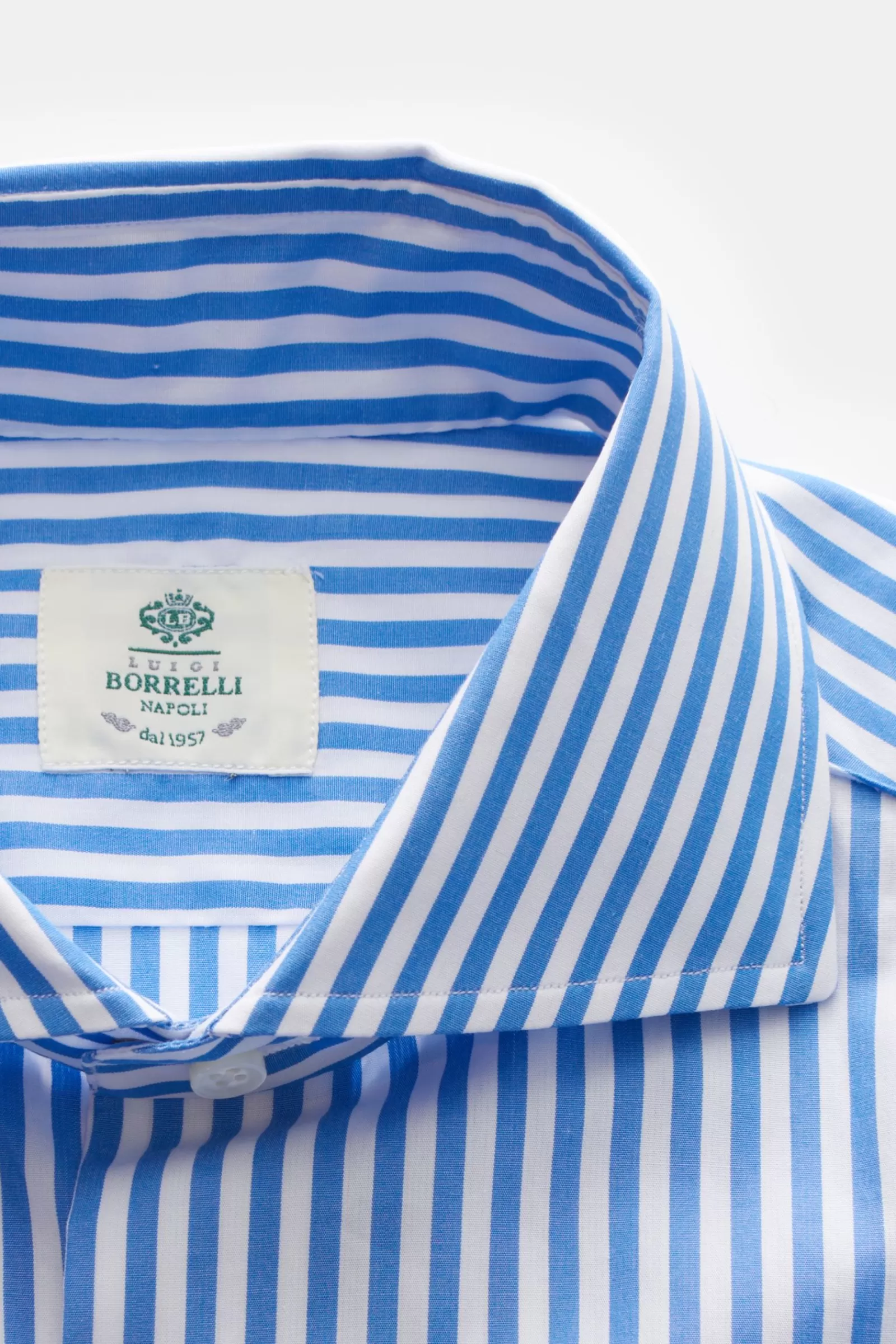 Business Shirt Shark Collar Blue/White Striped>Borrelli Store