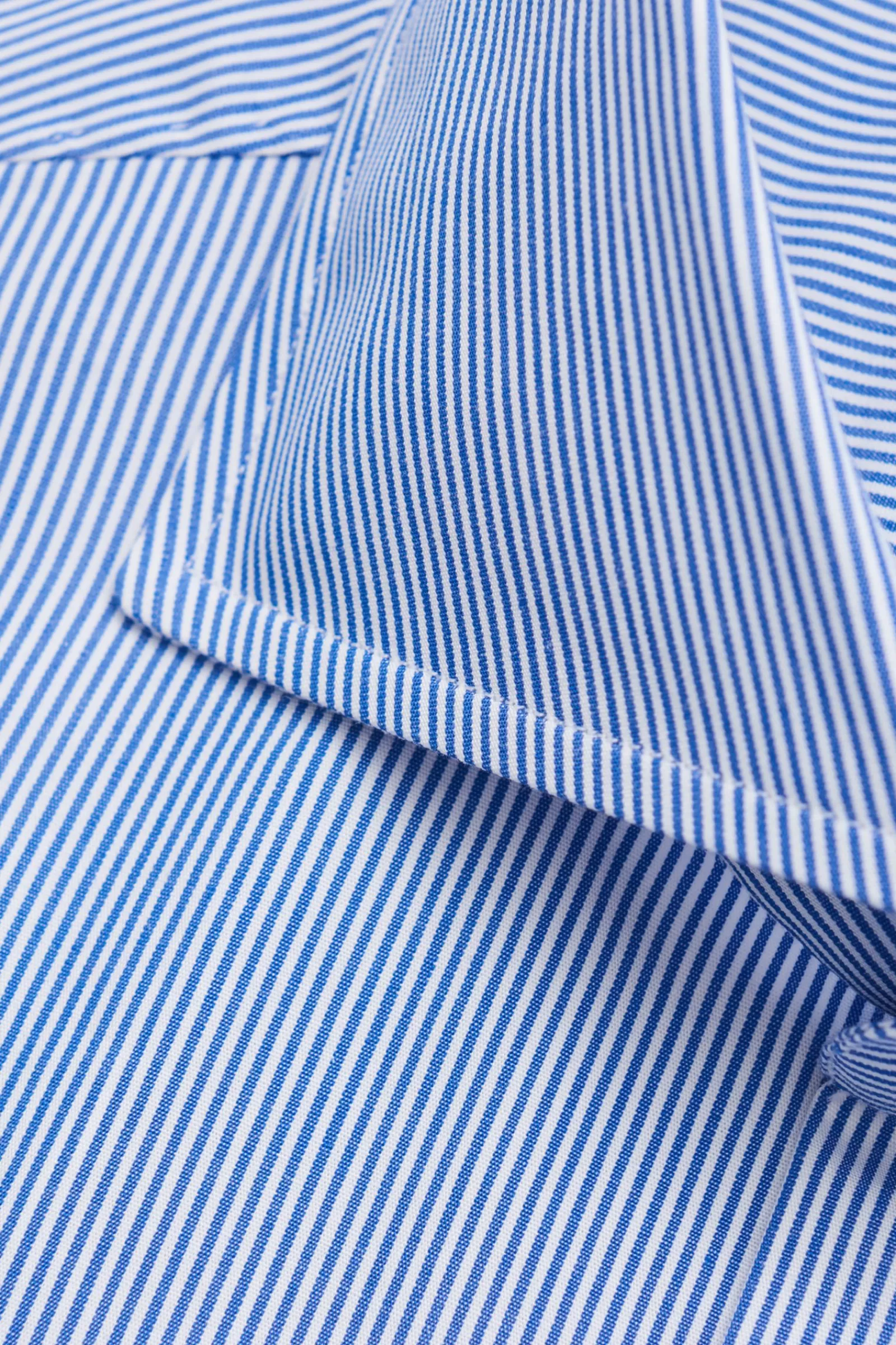 Business Shirt Shark Collar Navy/White Striped>Borrelli Sale