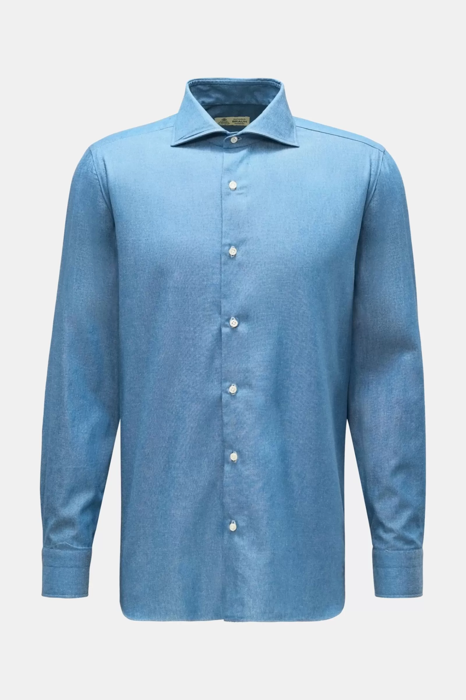 Casual Shirt 'Nando' Shark Collar Blue>Borrelli Best Sale