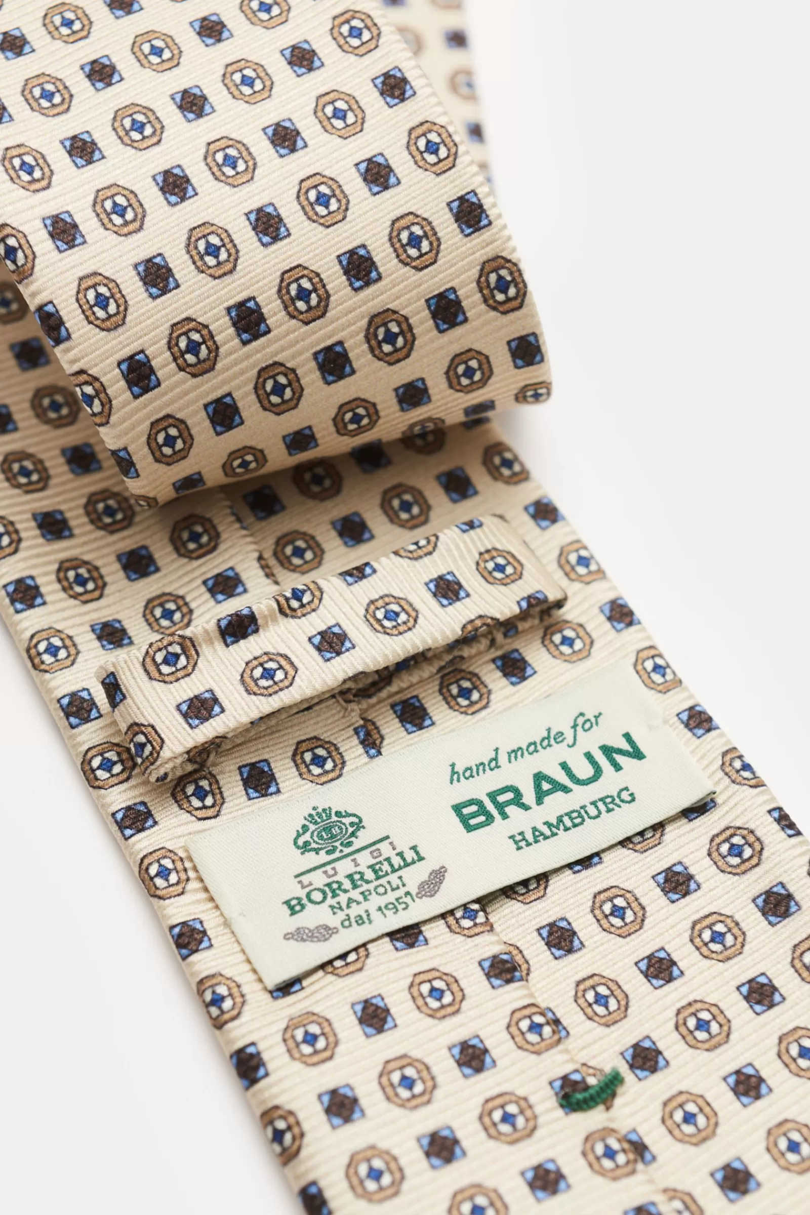 Silk Tie Beige Patterned^Borrelli Online