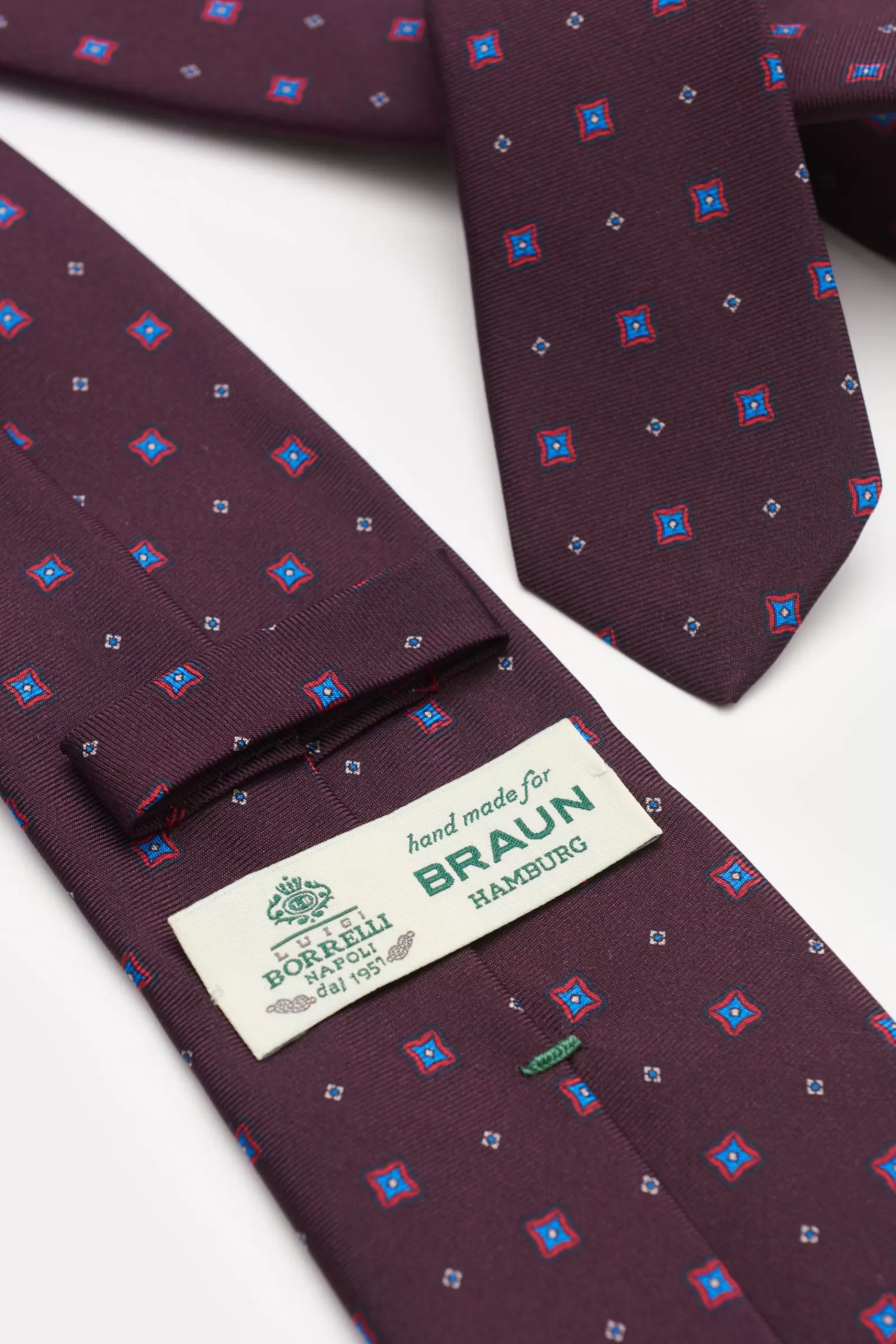 Silk Tie Burgundy/Blue/Red Patterned^Borrelli Shop