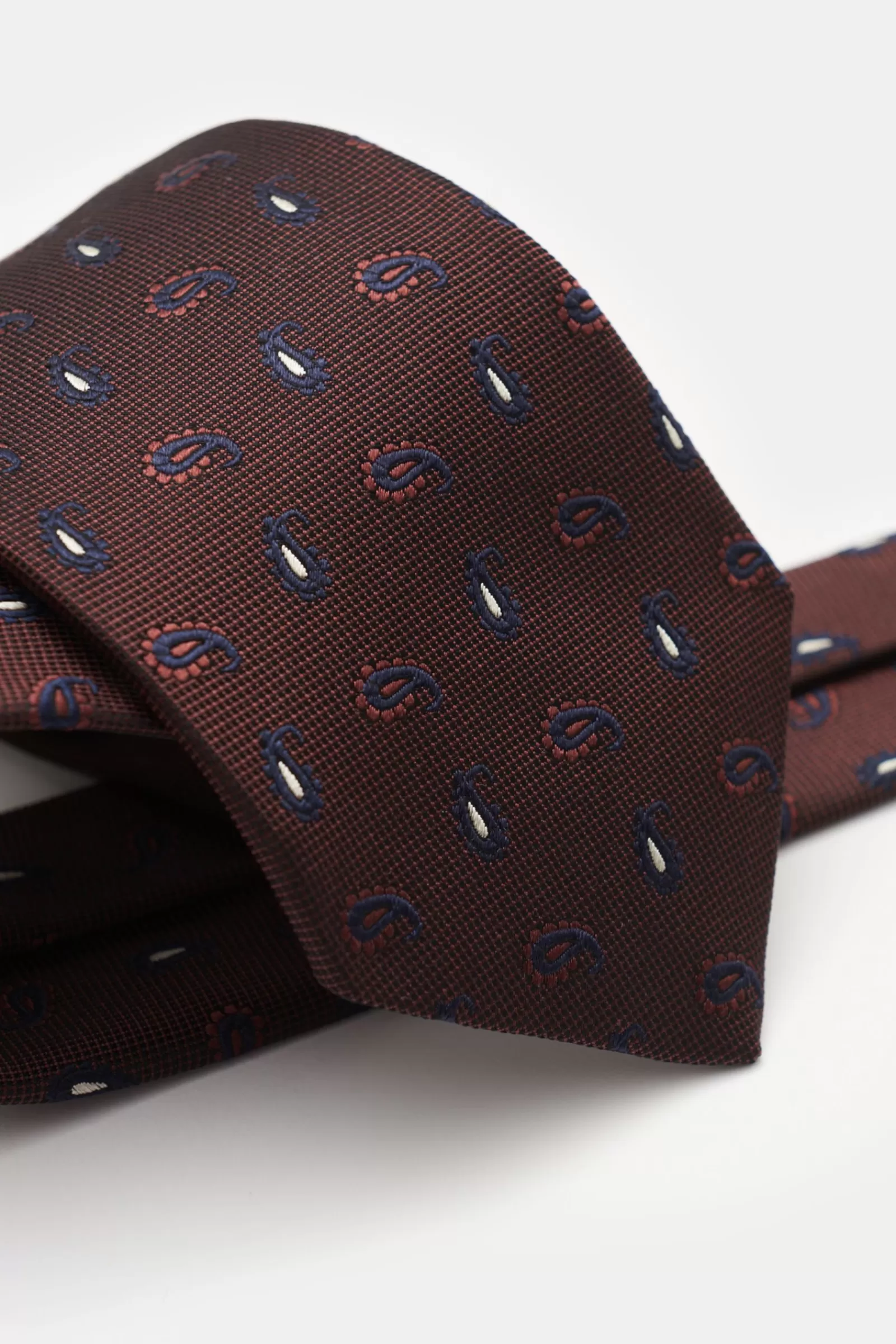 Silk Tie Burgundy/Navy/Silver-Grey Patterned^Borrelli Outlet