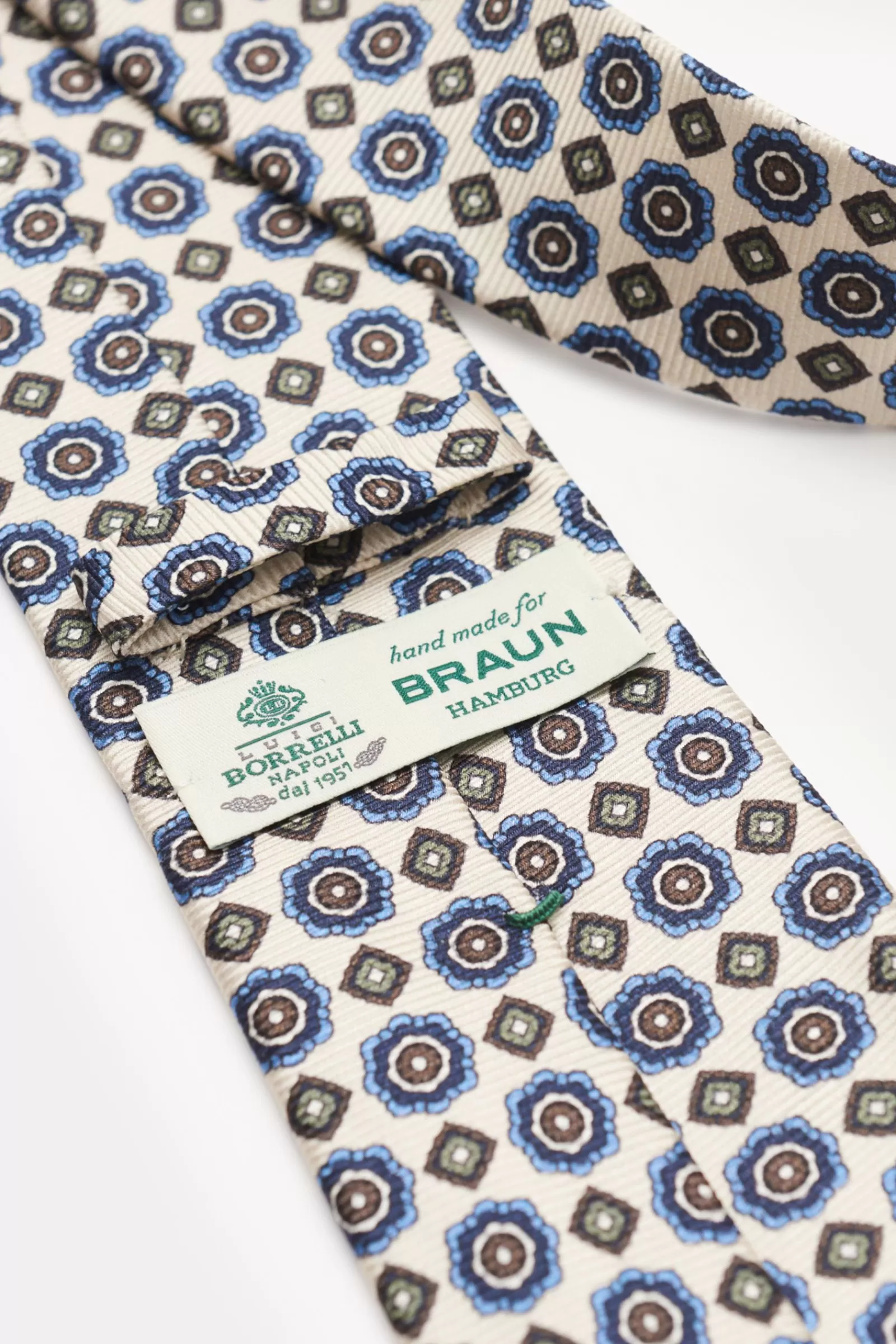 Silk Tie Cream Patterned^Borrelli Shop