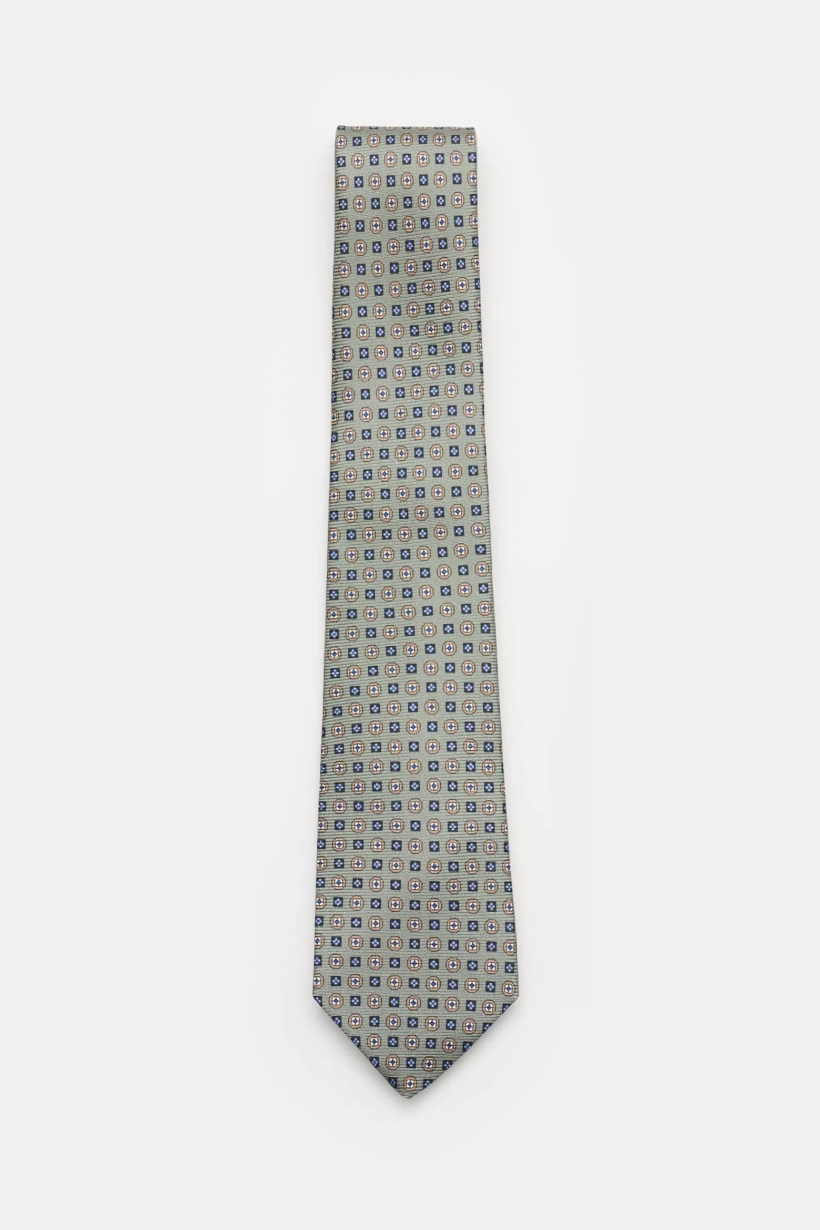 Silk Tie Grey-Green Patterned^Borrelli Outlet