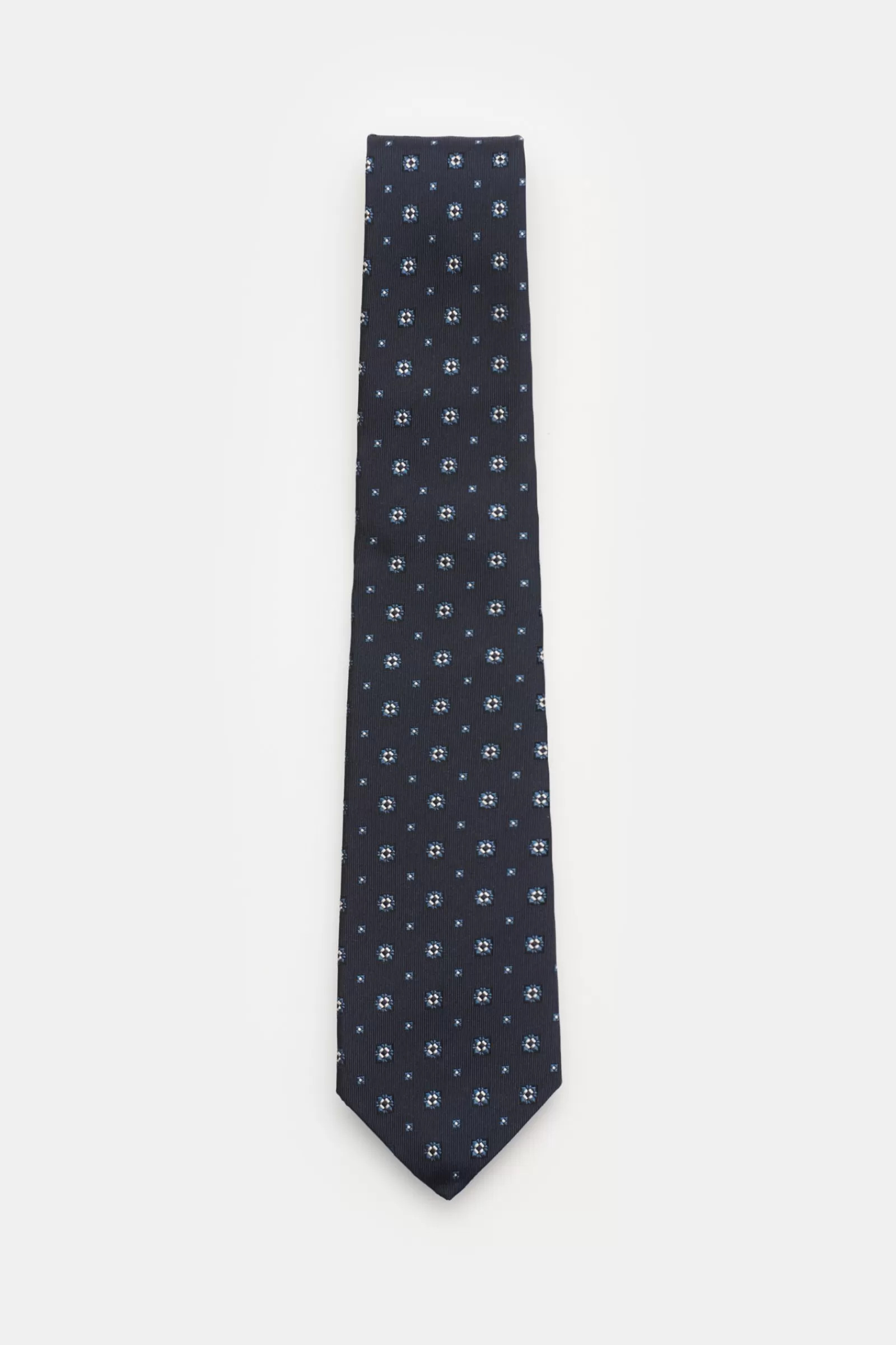 Silk Tie Navy/Blue/White Patterned^Borrelli Shop