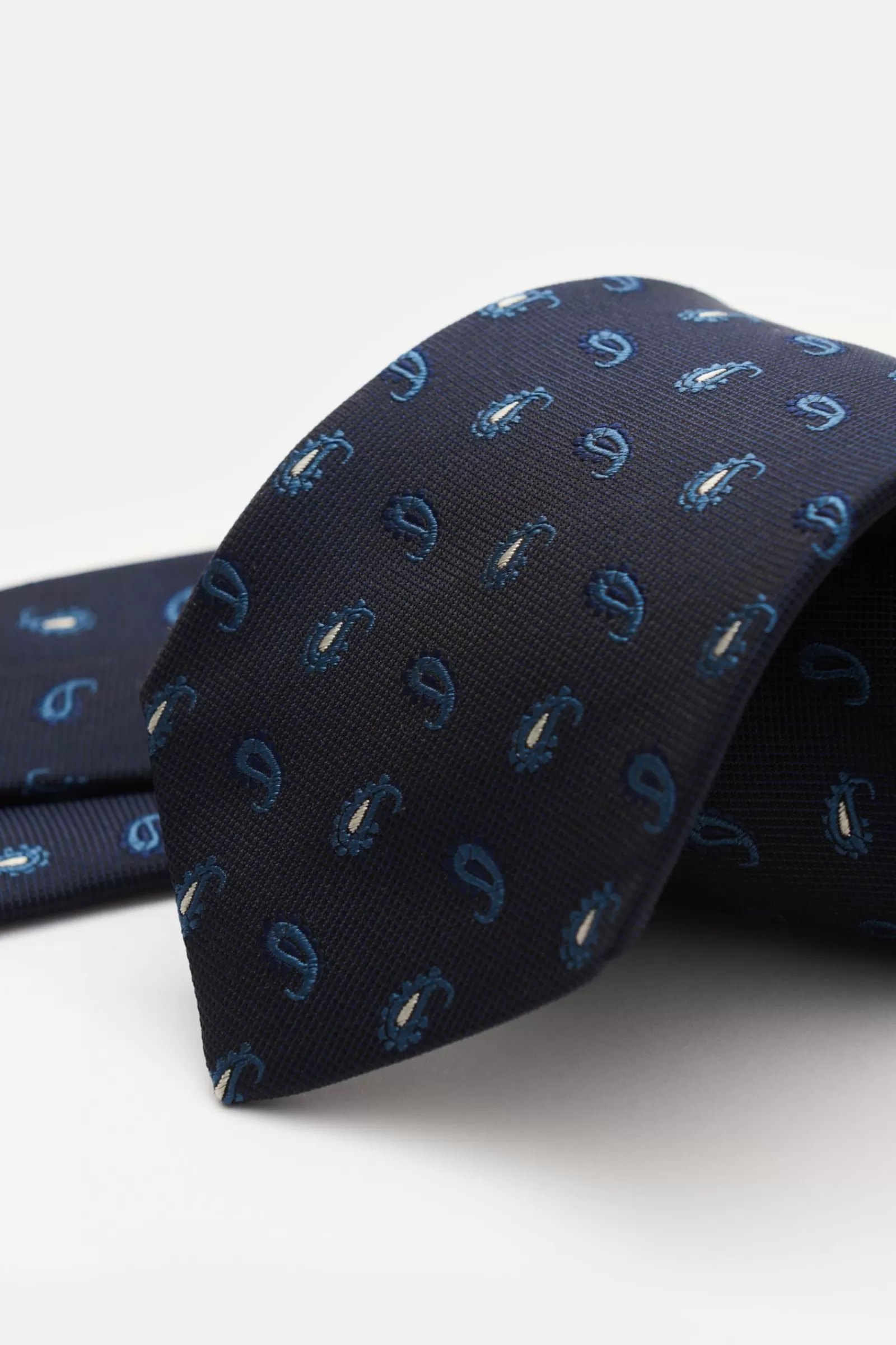 Silk Tie Navy/Blue/White Patterned^Borrelli Clearance