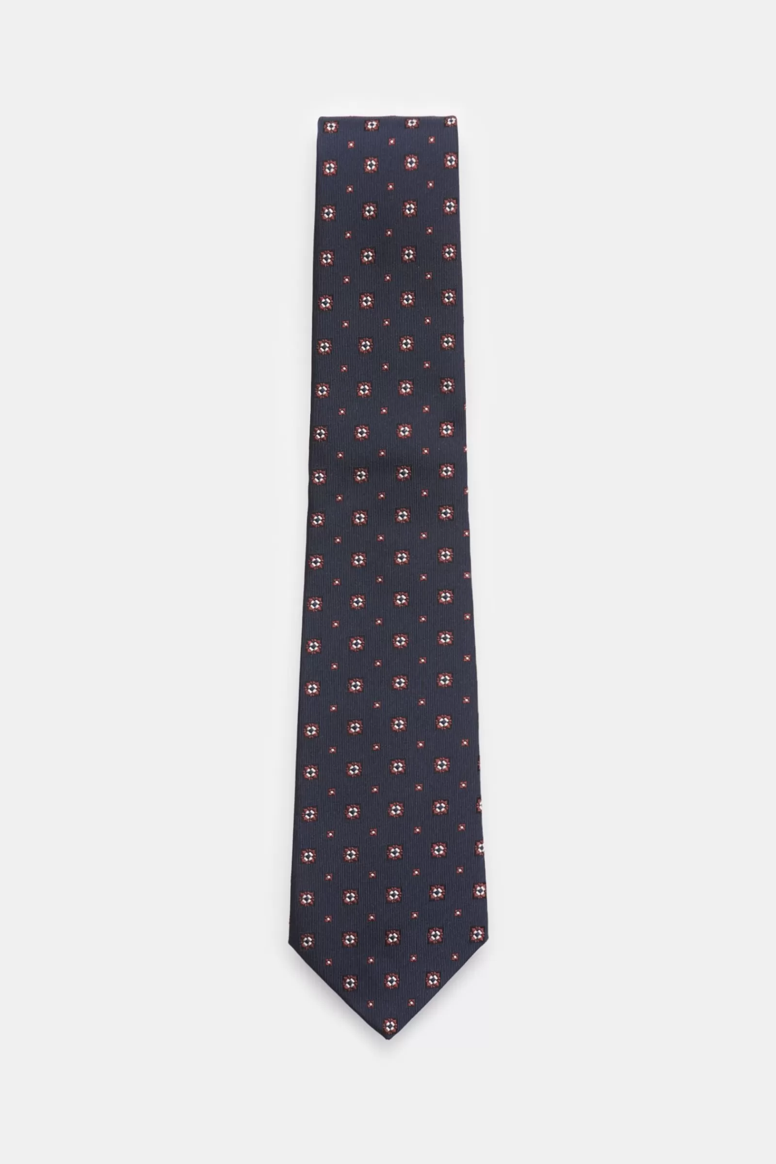 Silk Tie Navy/Brown/White Patterned^Borrelli Online