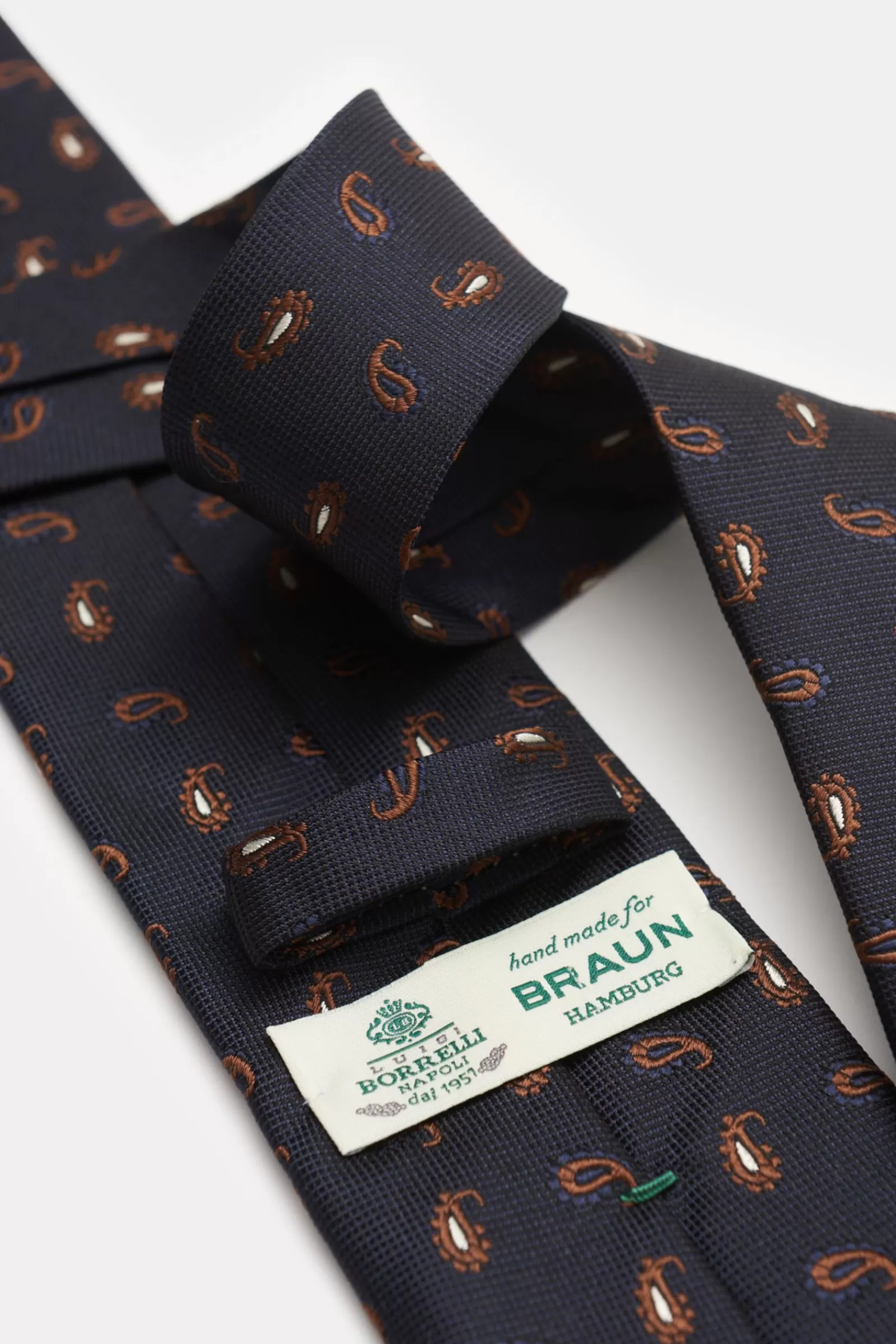 Silk Tie Navy/Brown/White Patterned^Borrelli Discount