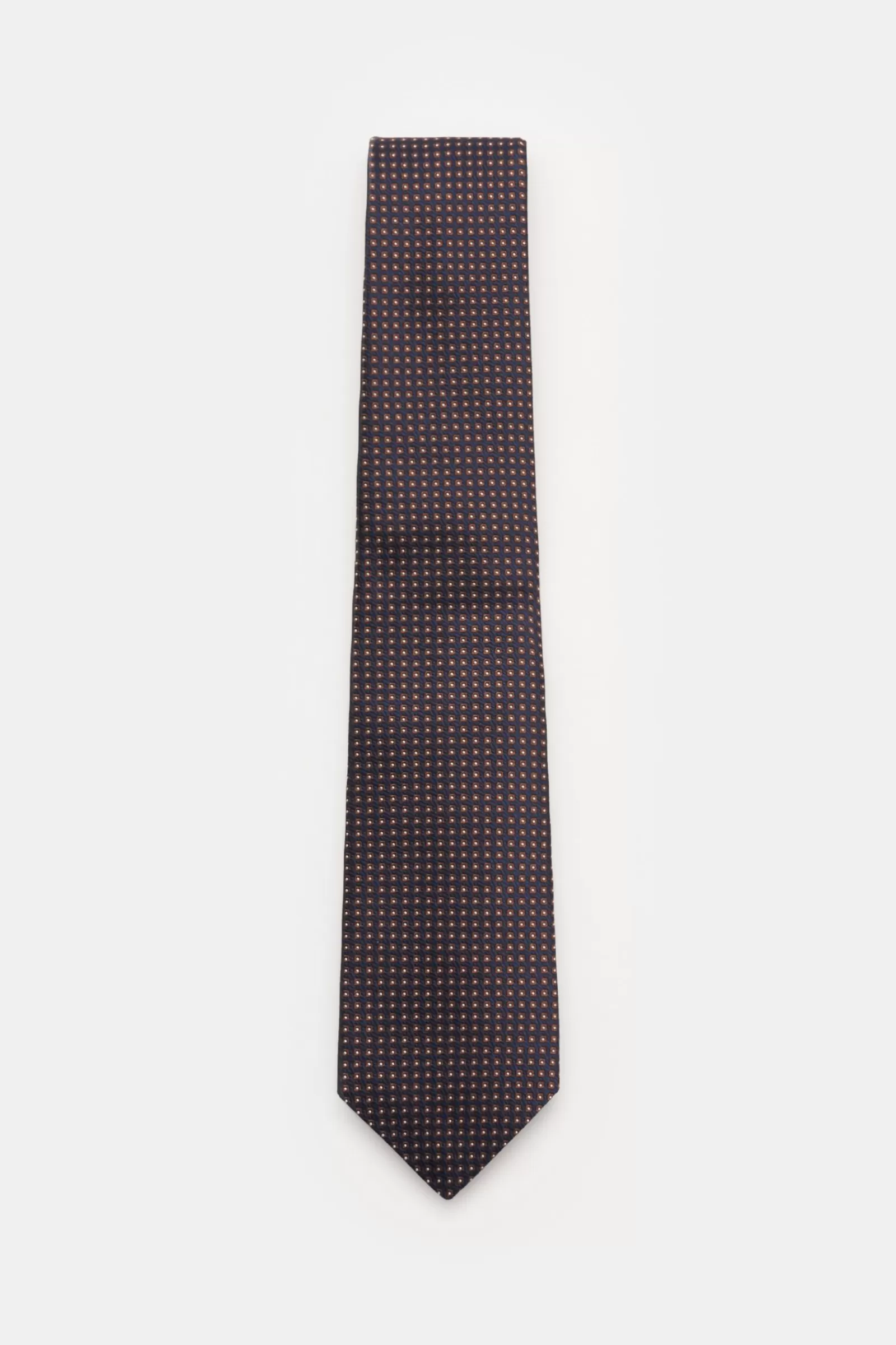 Silk Tie Navy/Brown/White Polka Dot^Borrelli New