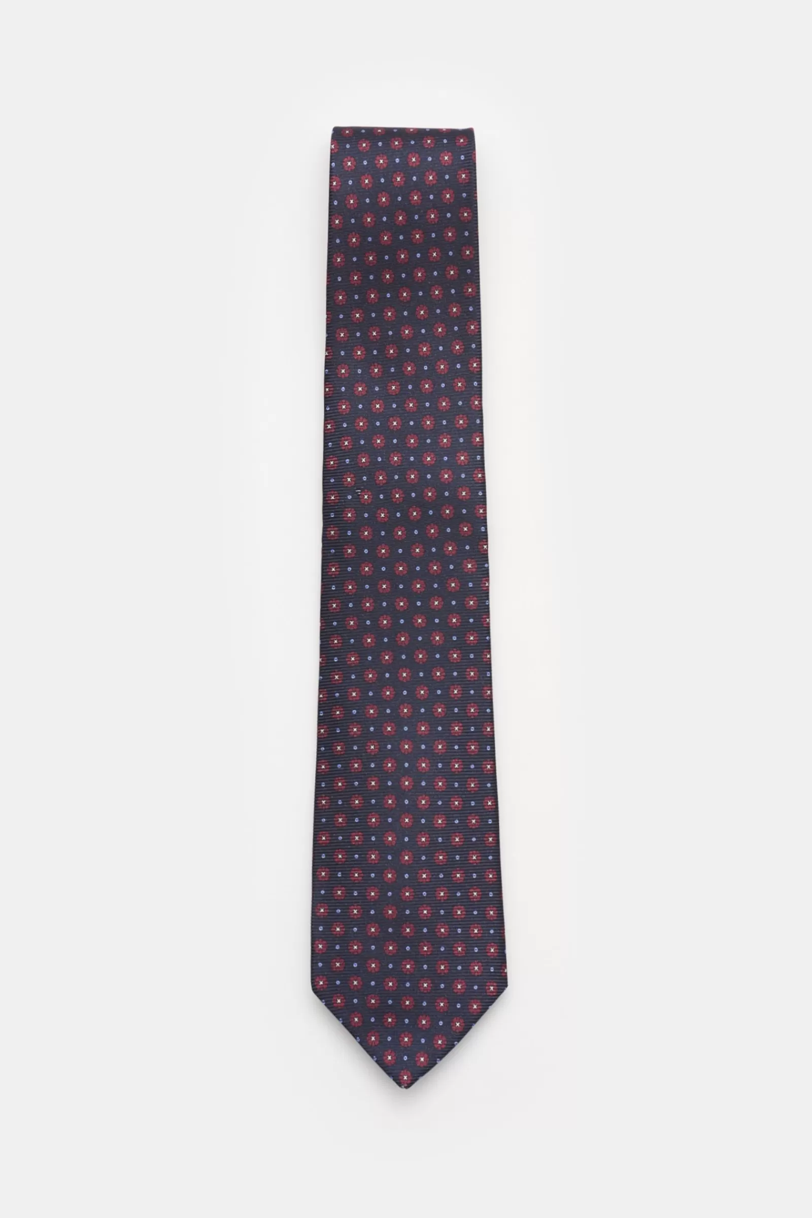 Silk Tie Navy/Burgundy Patterned^Borrelli Outlet