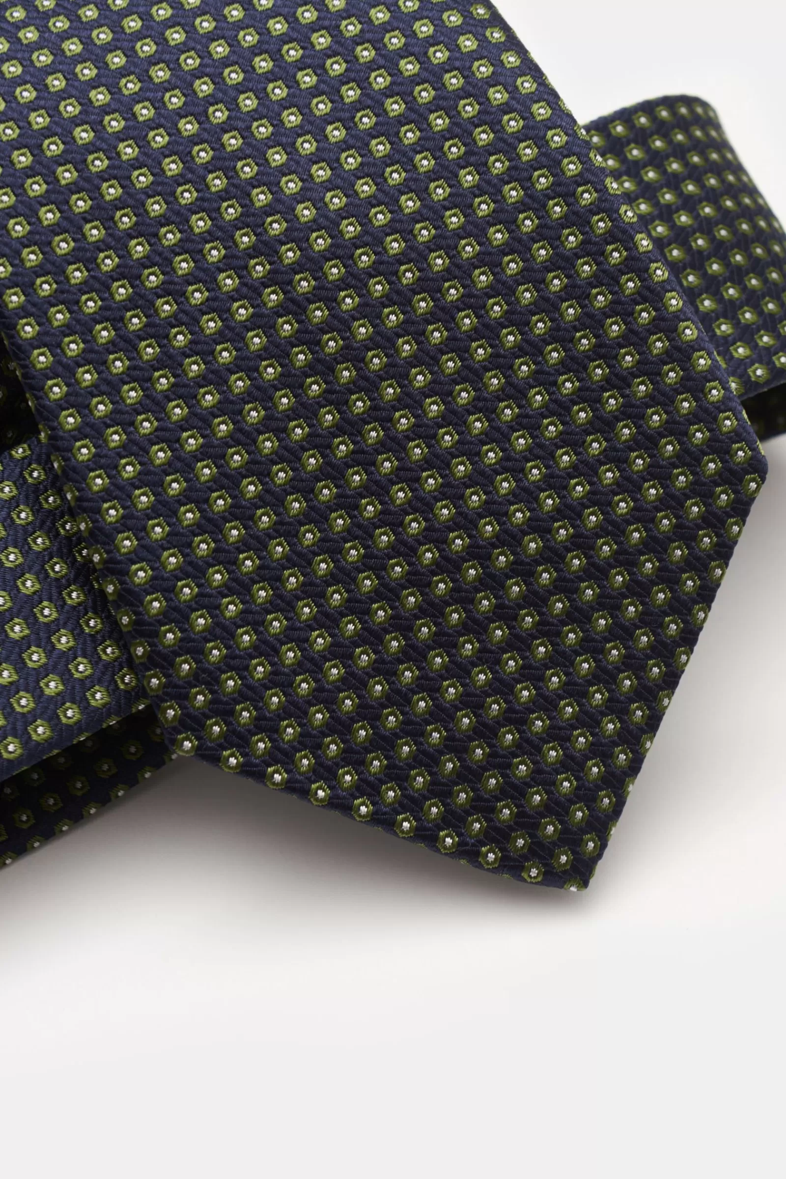 Silk Tie Navy/Green/White Polka Dot^Borrelli Online