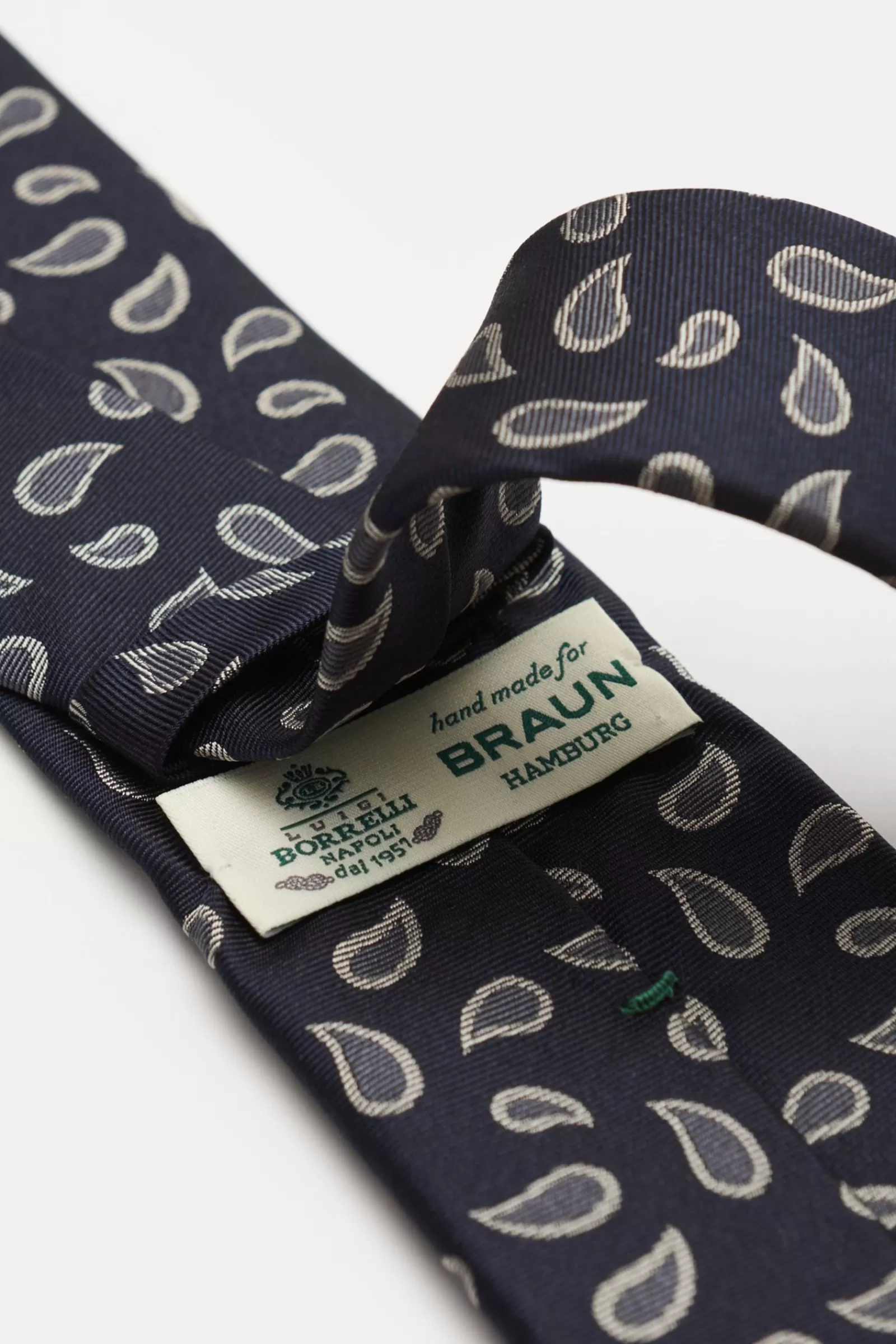 Silk Tie Navy/Grey Patterned^Borrelli Hot