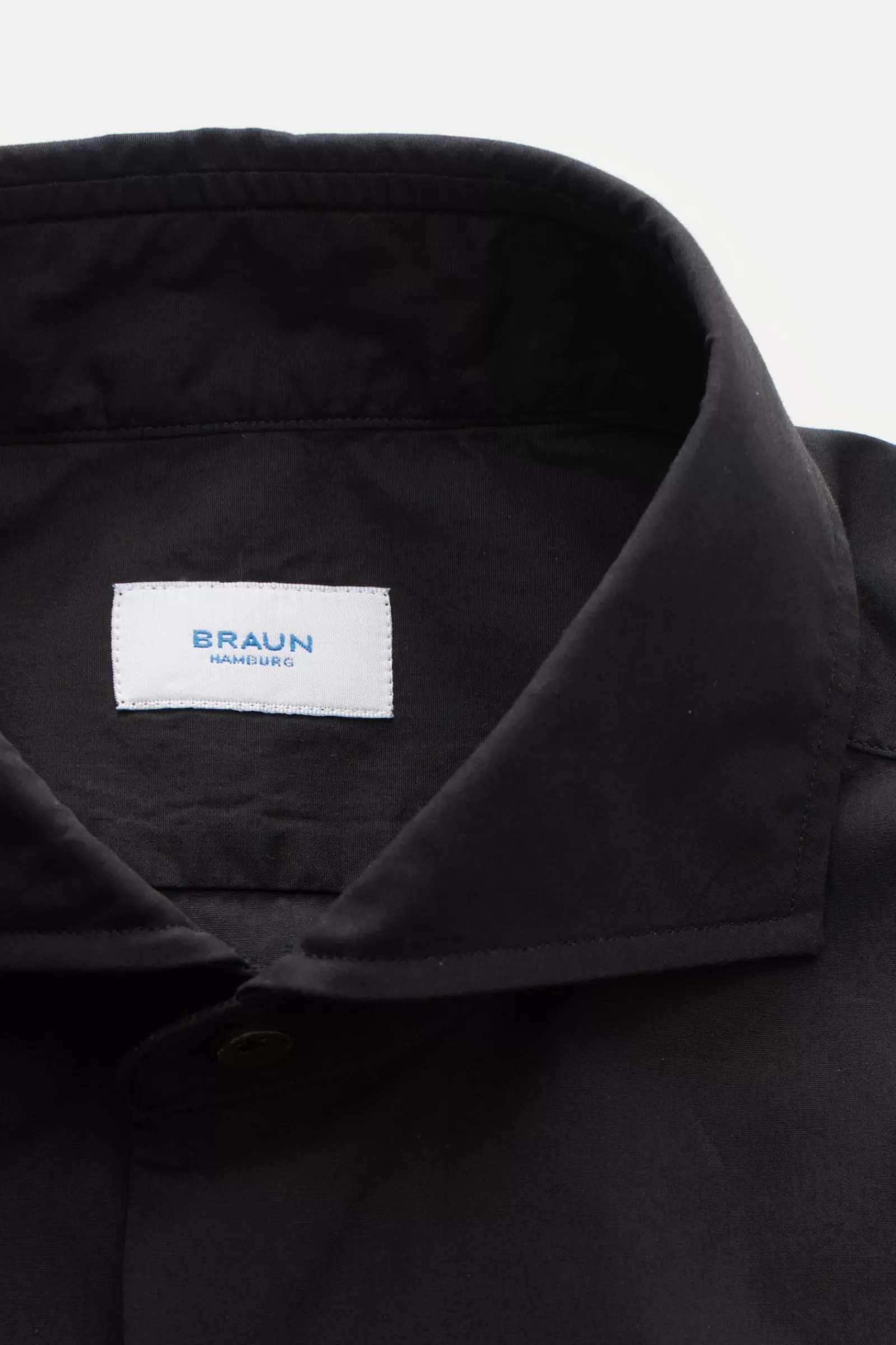 Braun Hamburg Casual Shirt Shark Collar Black>* New