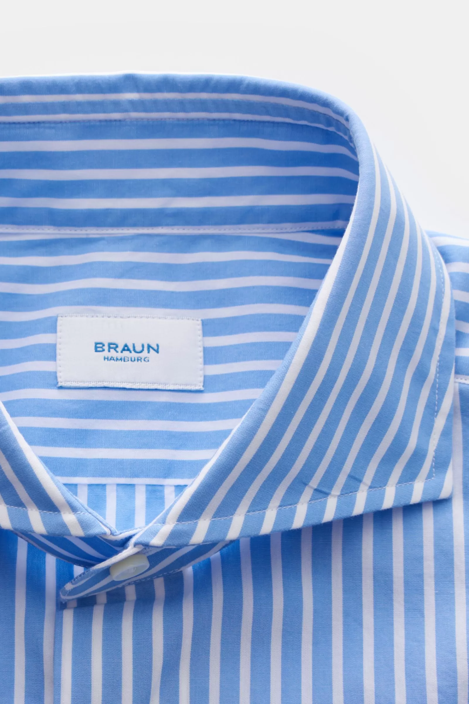 Braun Hamburg Casual Shirt Shark Collar Blue/White Striped>* Hot