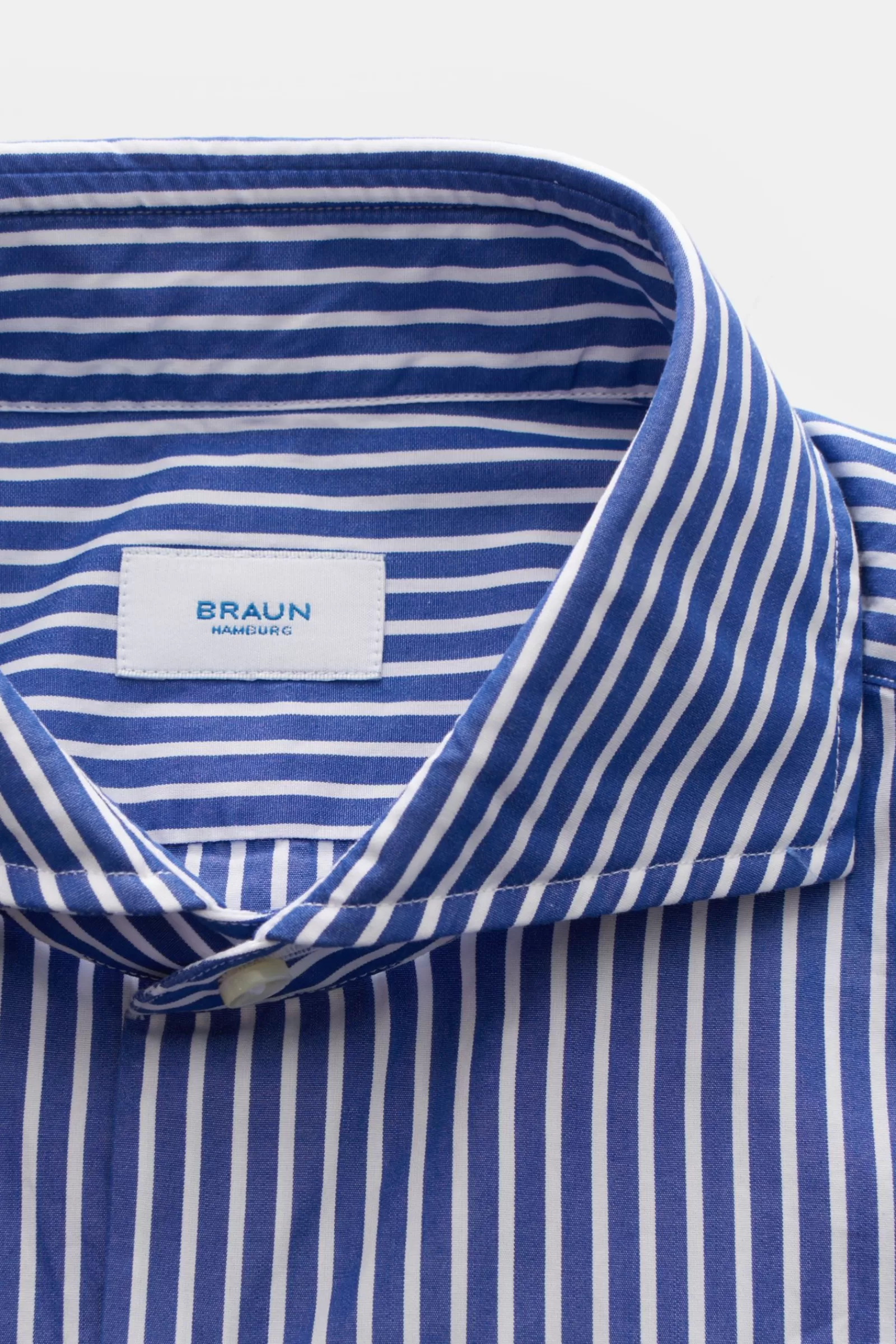 Braun Hamburg Casual Shirt Shark Collar Dark Blue/White Striped>* Hot