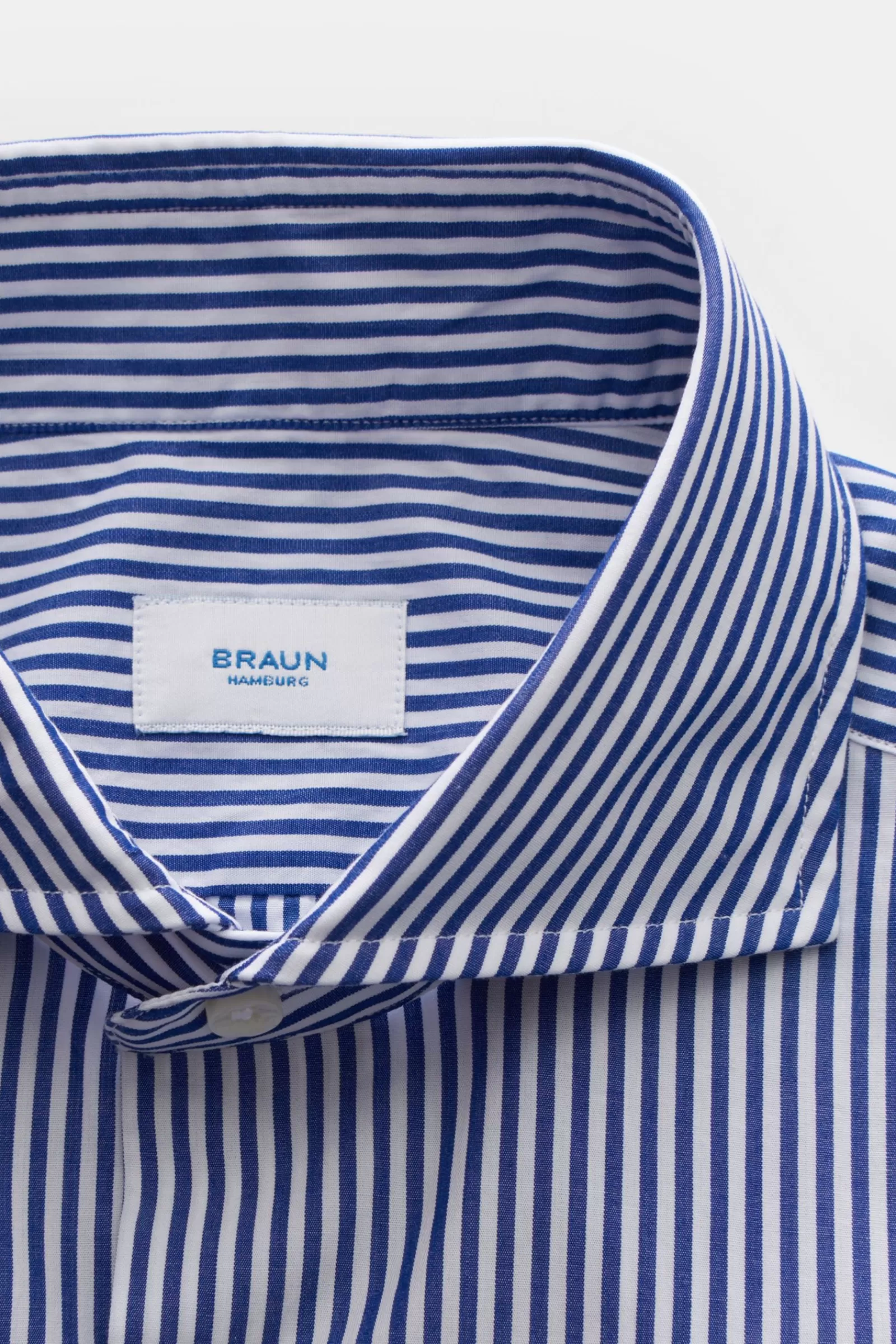 Braun Hamburg Casual Shirt Shark Collar Dark Blue/White Striped>* Discount