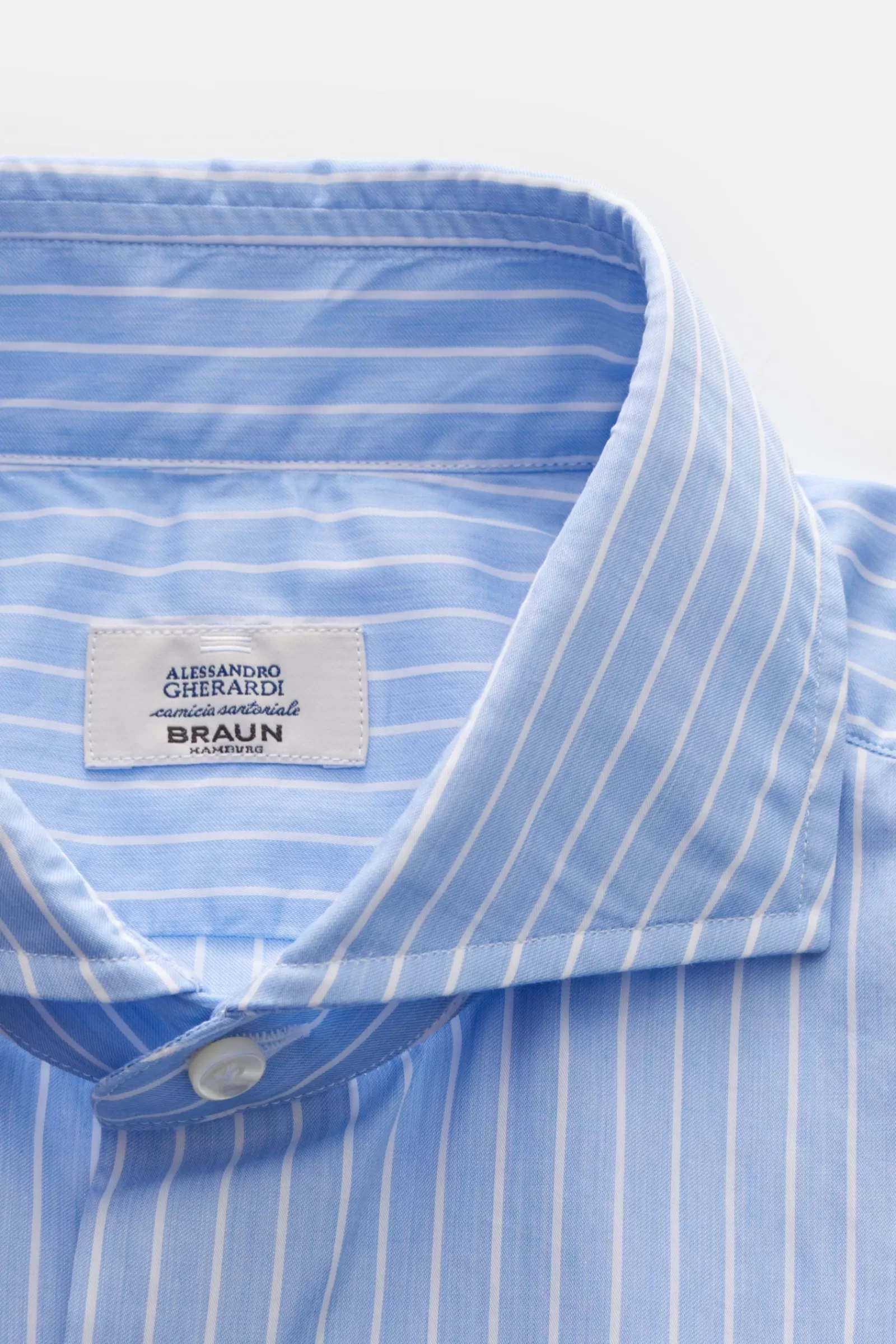 Braun Hamburg Casual Shirt Shark Collar Light Blue/White>Gherardi Flash Sale