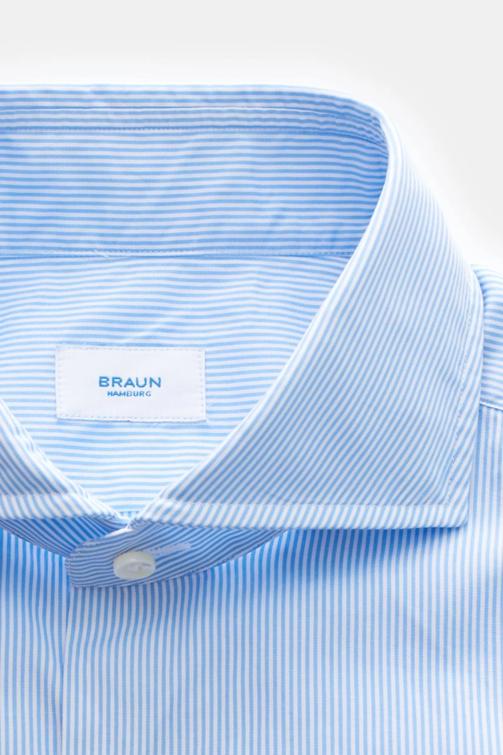 Braun Hamburg Casual Shirt Shark Collar Light Blue/White Striped>* Best