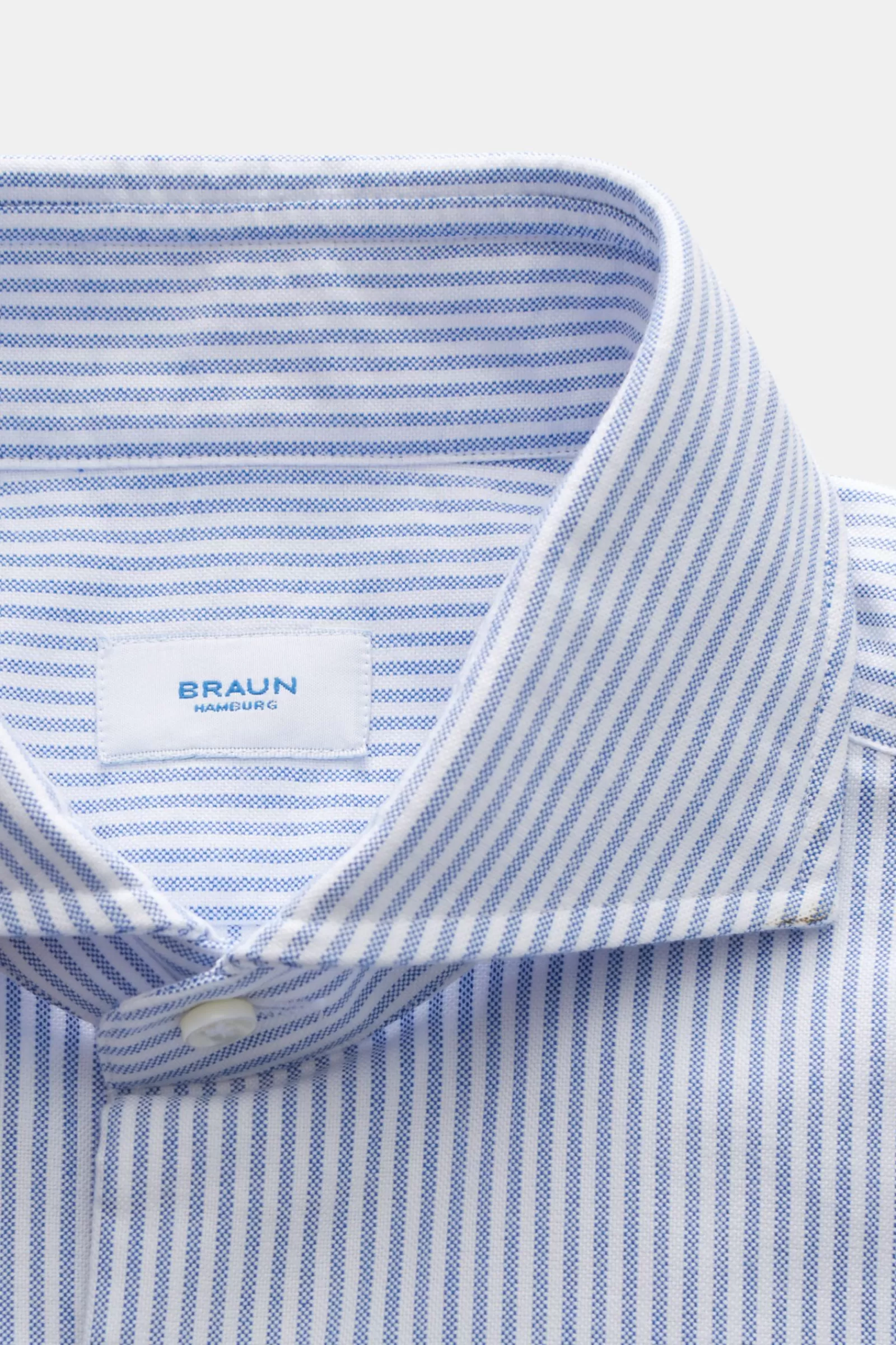 Braun Hamburg Oxford Shirt Shark Collar Blue/White Striped>* Sale