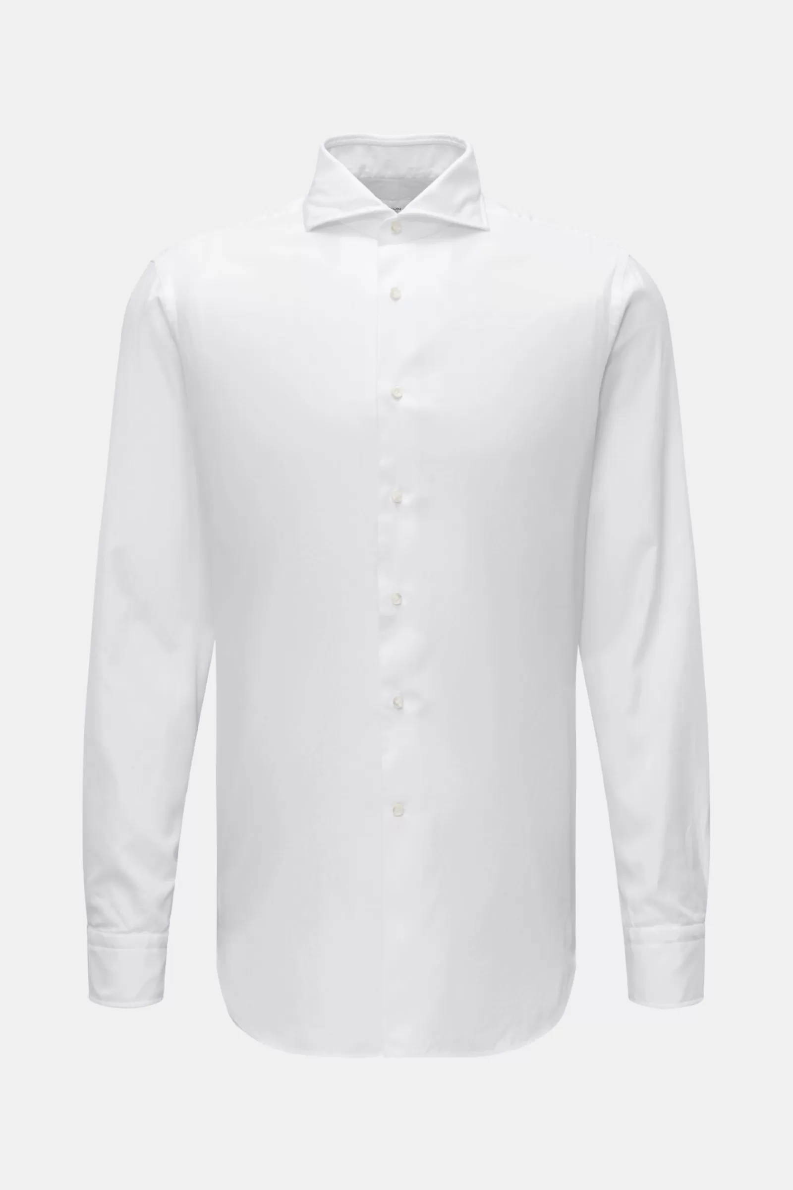 Braun Hamburg Pique Shirt Shark Collar White>* New