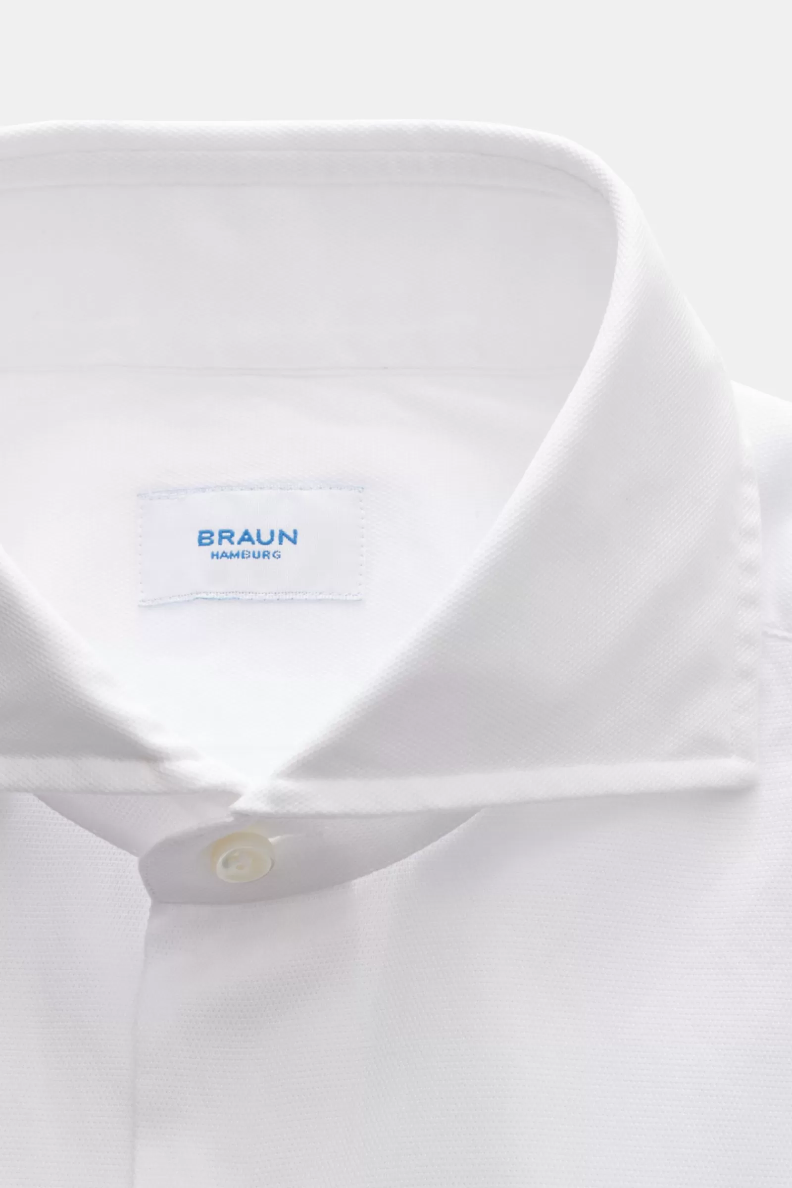 Braun Hamburg Pique Shirt Shark Collar White>* New