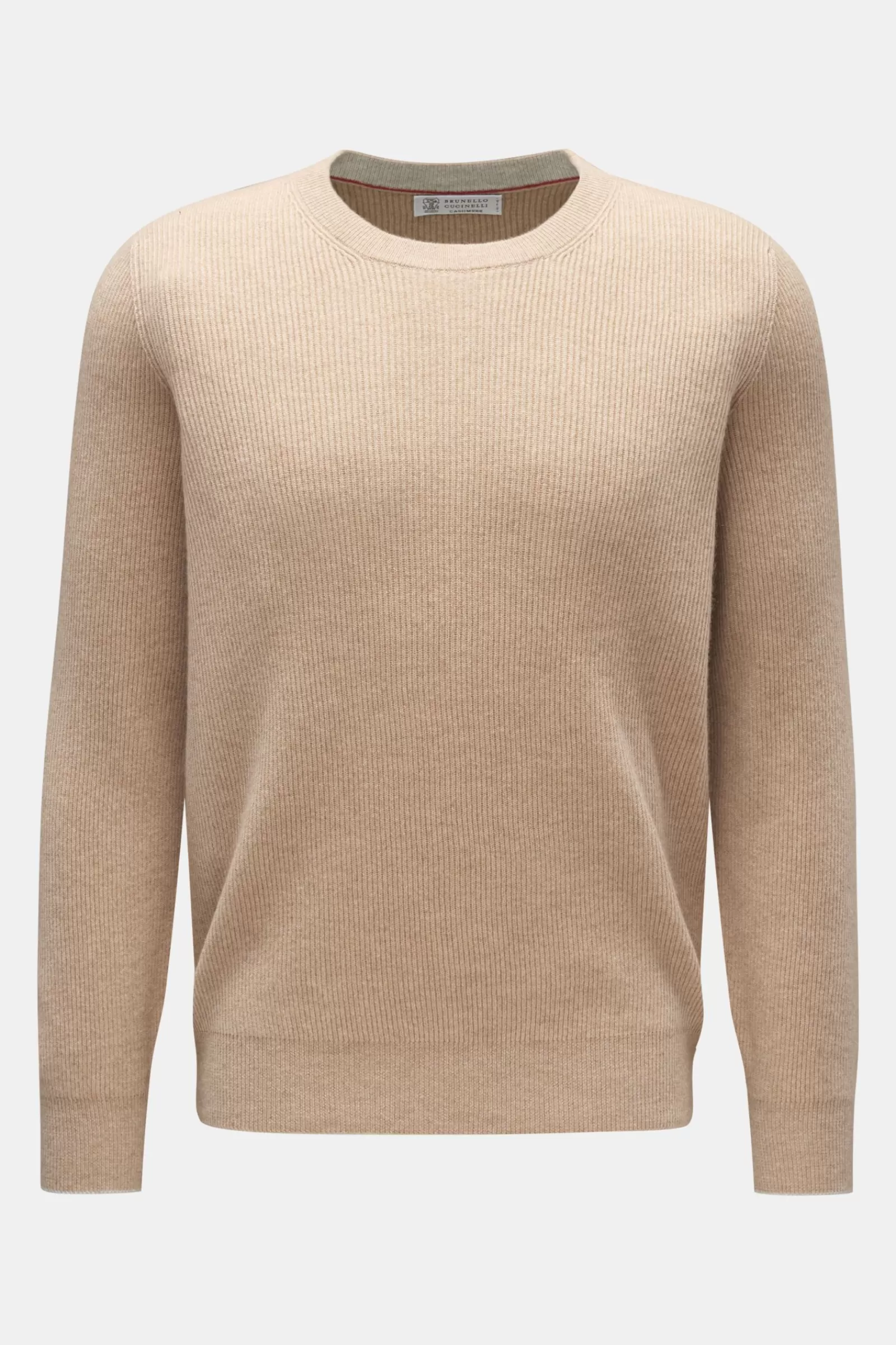 Cashmere Rundhalspullover Hellbraun^Brunello Cucinelli Outlet