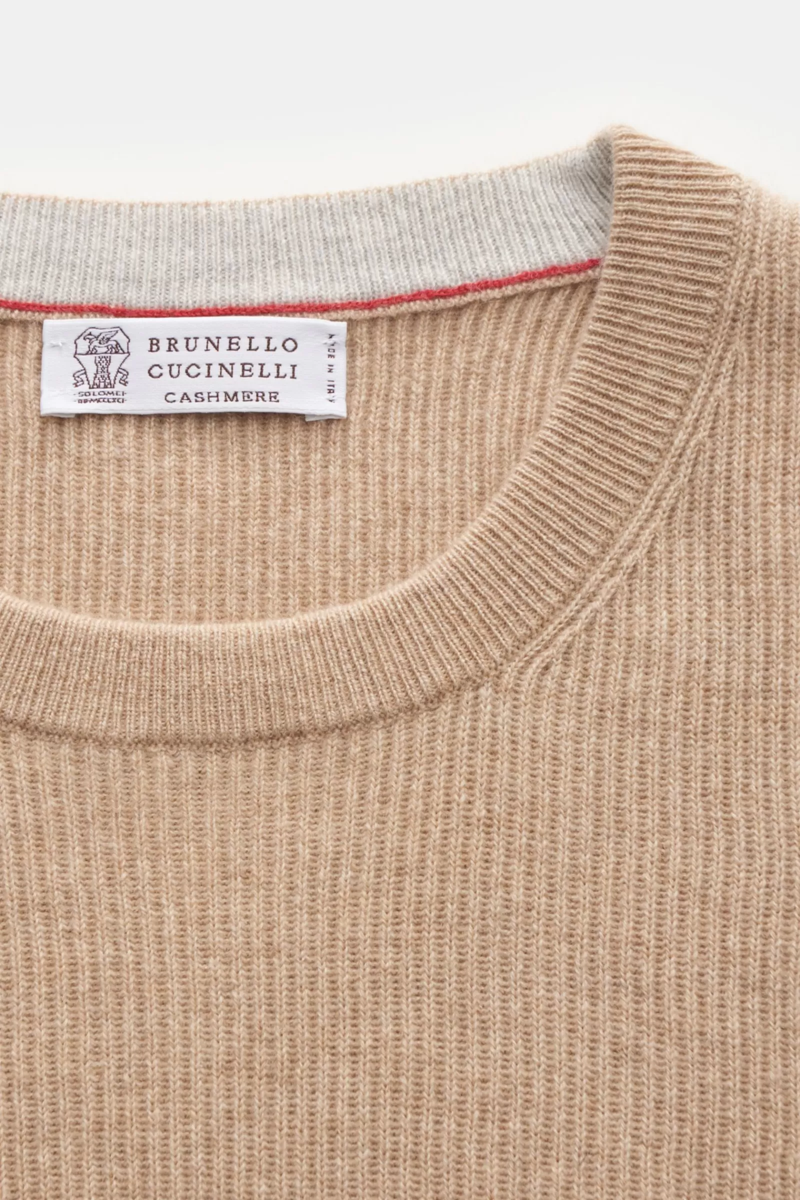 Cashmere Rundhalspullover Hellbraun^Brunello Cucinelli Outlet