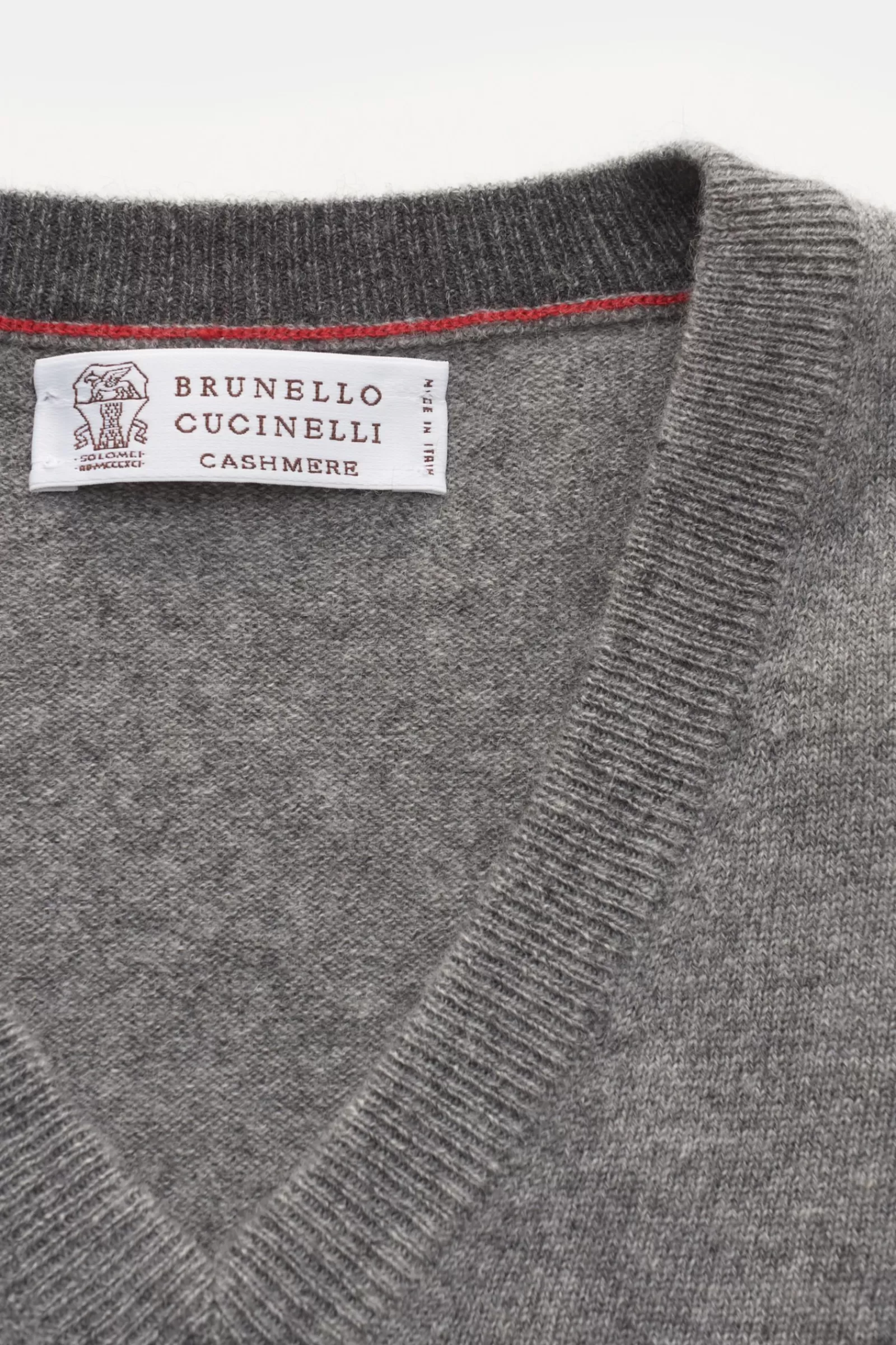 Cashmere V-Neck Jumper Grey^Brunello Cucinelli New