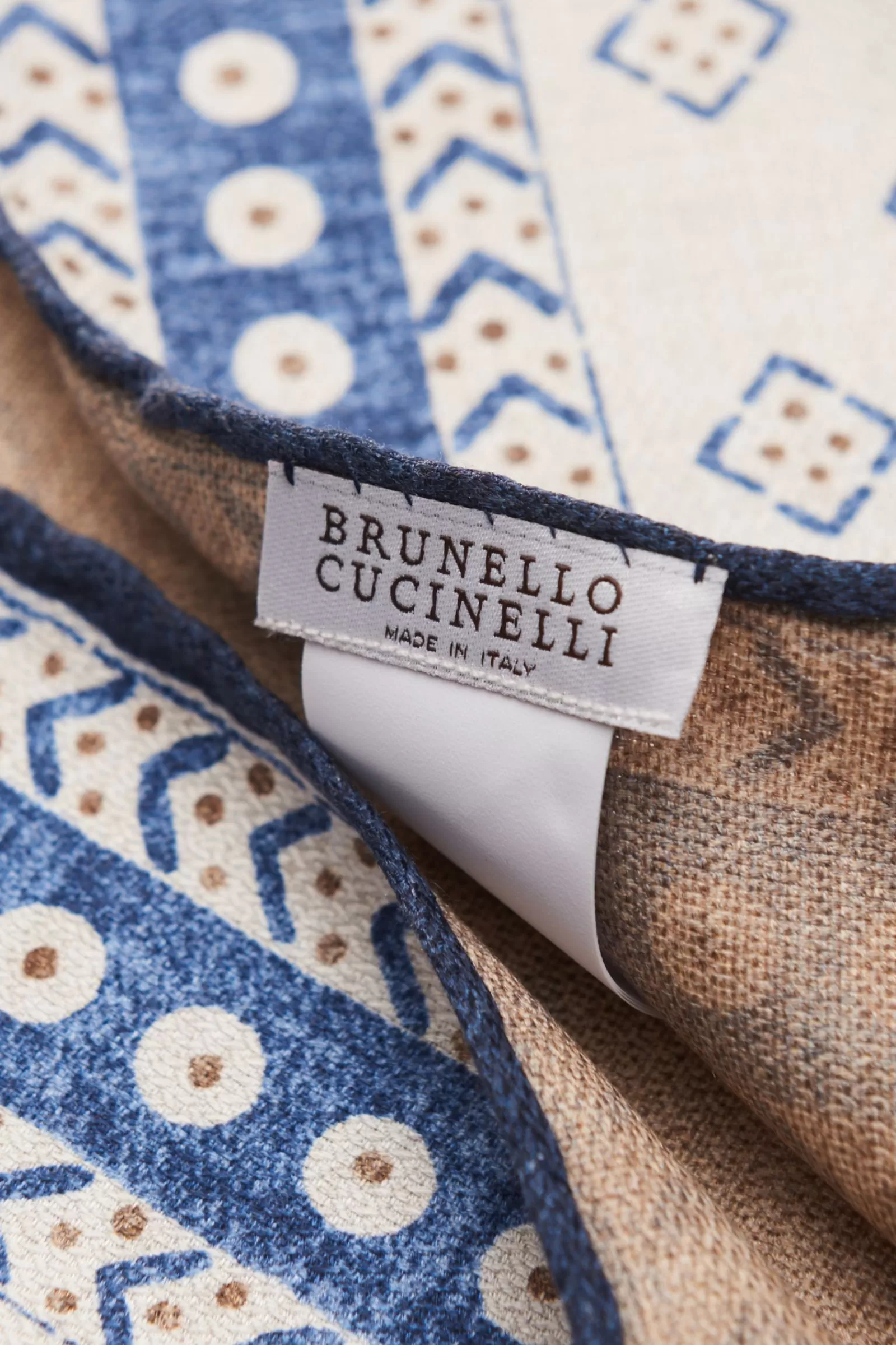 Einstecktuch Creme/Graublau Gemustert^Brunello Cucinelli Hot