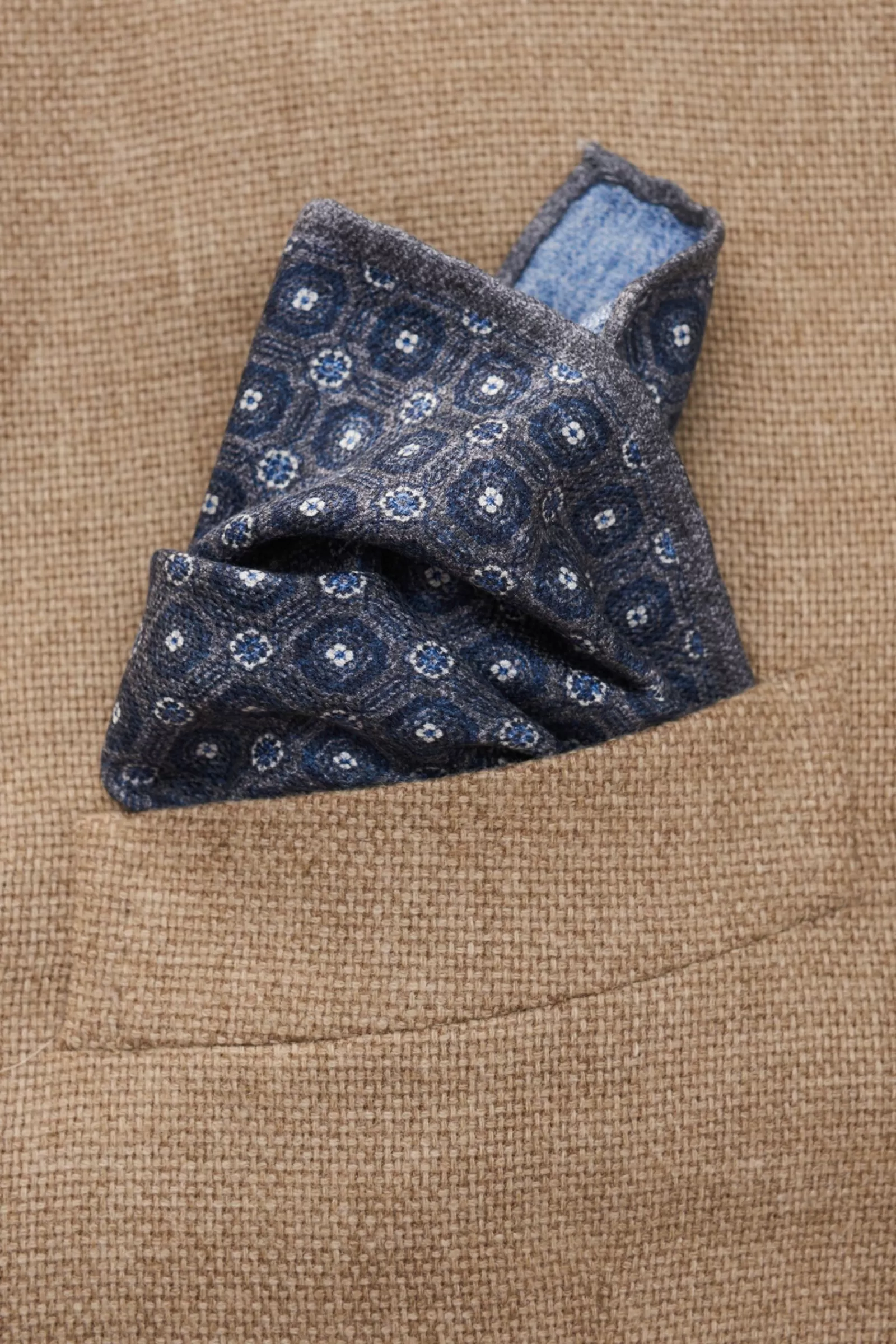 Einstecktuch Grau/Navy Gemustert^Brunello Cucinelli Outlet