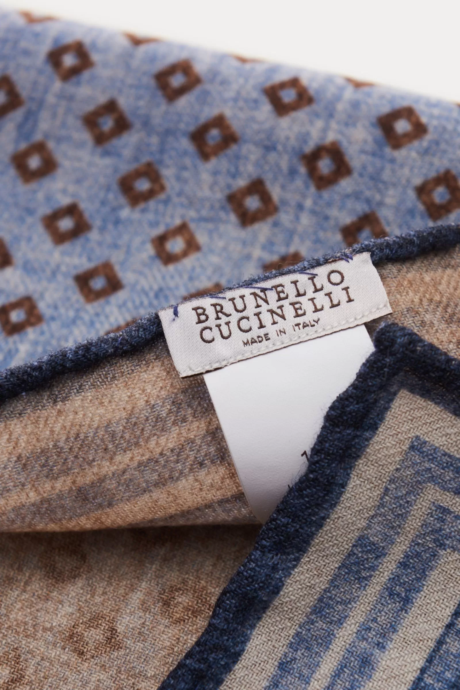 Einstecktuch Rauchblau/Braun Gemustert^Brunello Cucinelli Shop