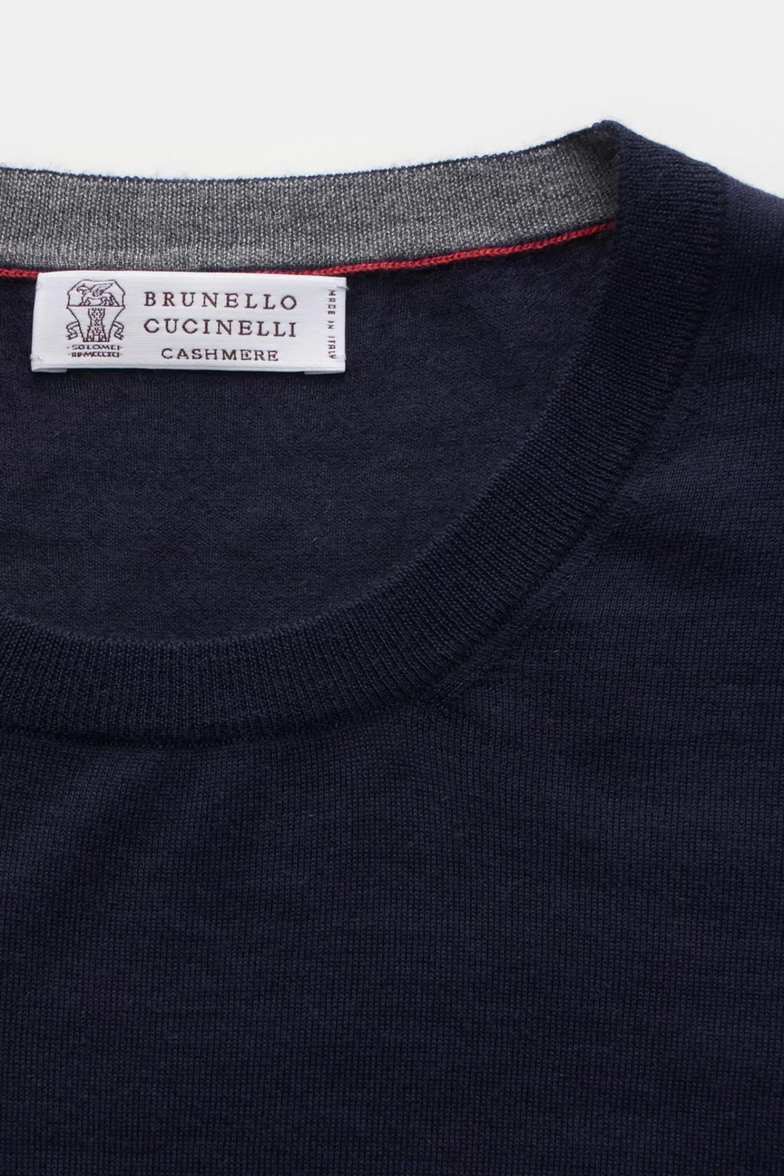 Feinstrick-Rundhalspullover Navy^Brunello Cucinelli Sale