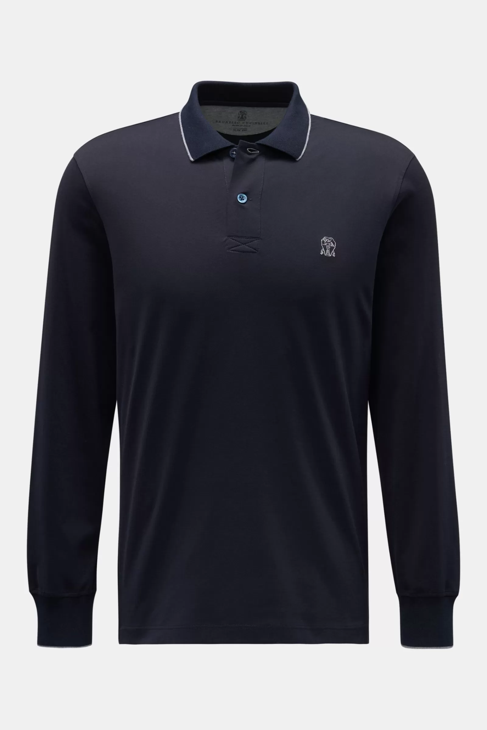 Jersey Longsleeve-Poloshirt Dark Navy>Brunello Cucinelli Sale