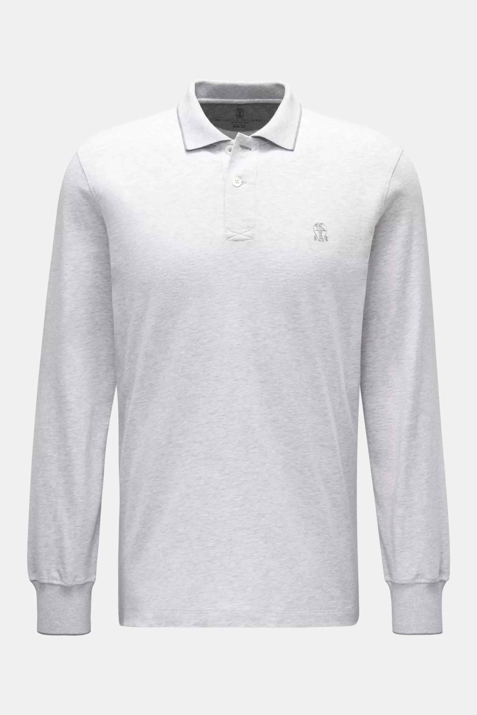 Jersey Longsleeve-Poloshirt Hellgrau>Brunello Cucinelli Outlet