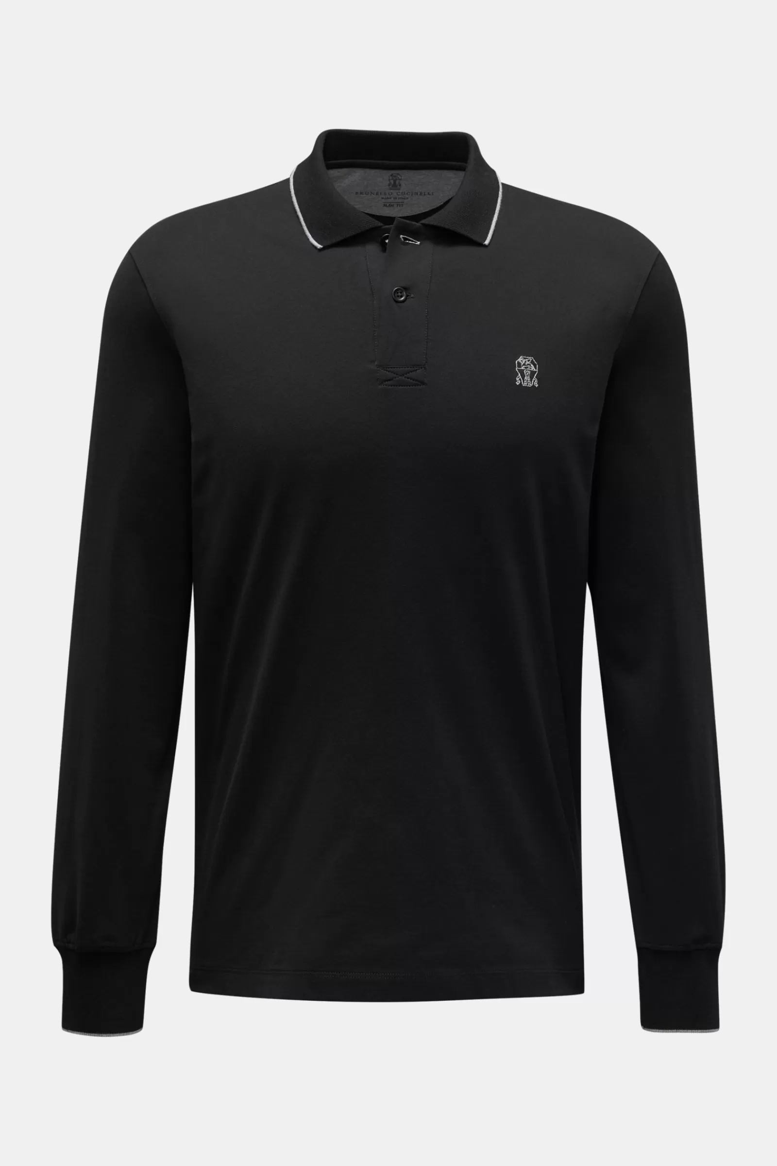 Jersey Longsleeve-Poloshirt Schwarz>Brunello Cucinelli Discount