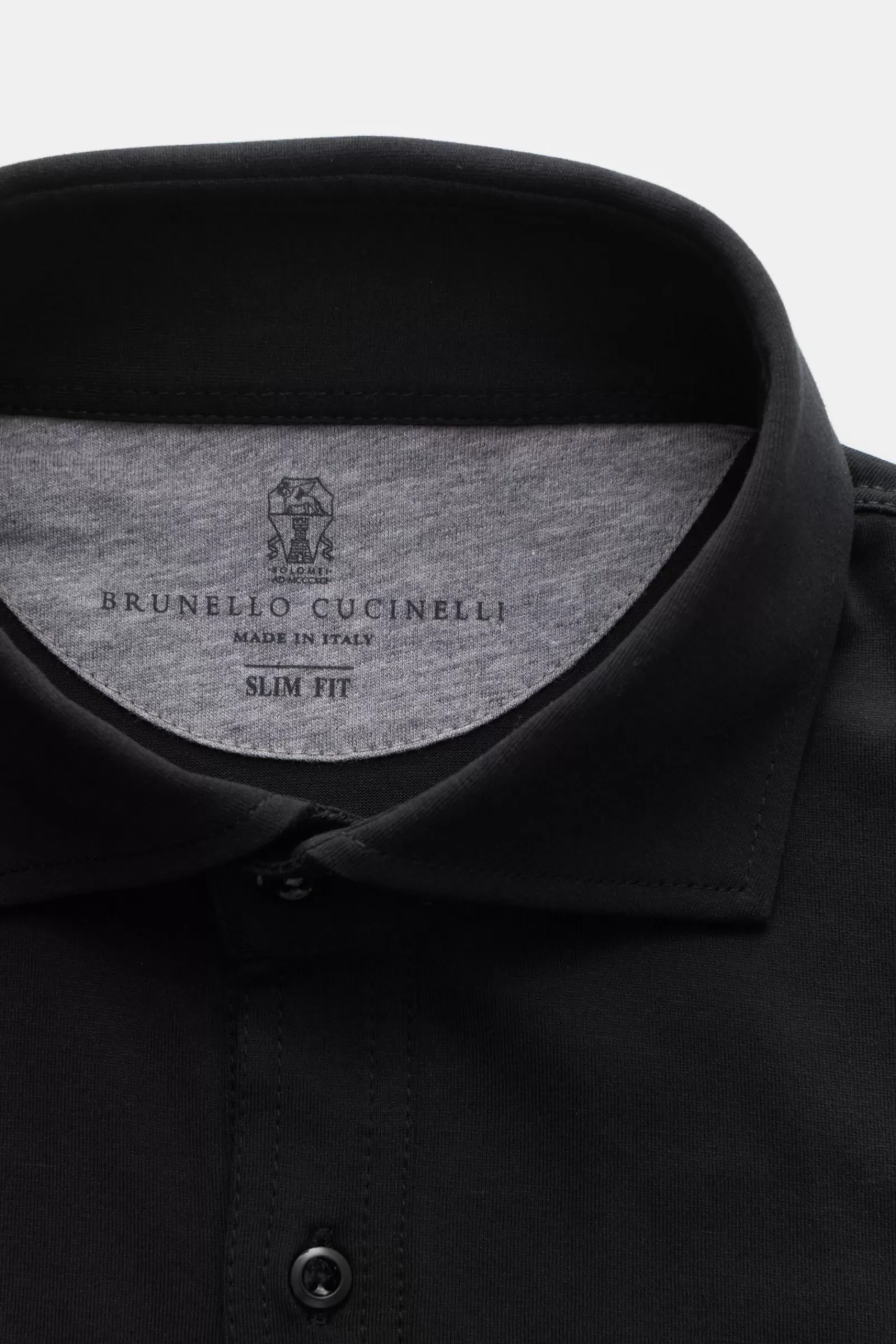 Jersey Longsleeve-Poloshirt Schwarz>Brunello Cucinelli New