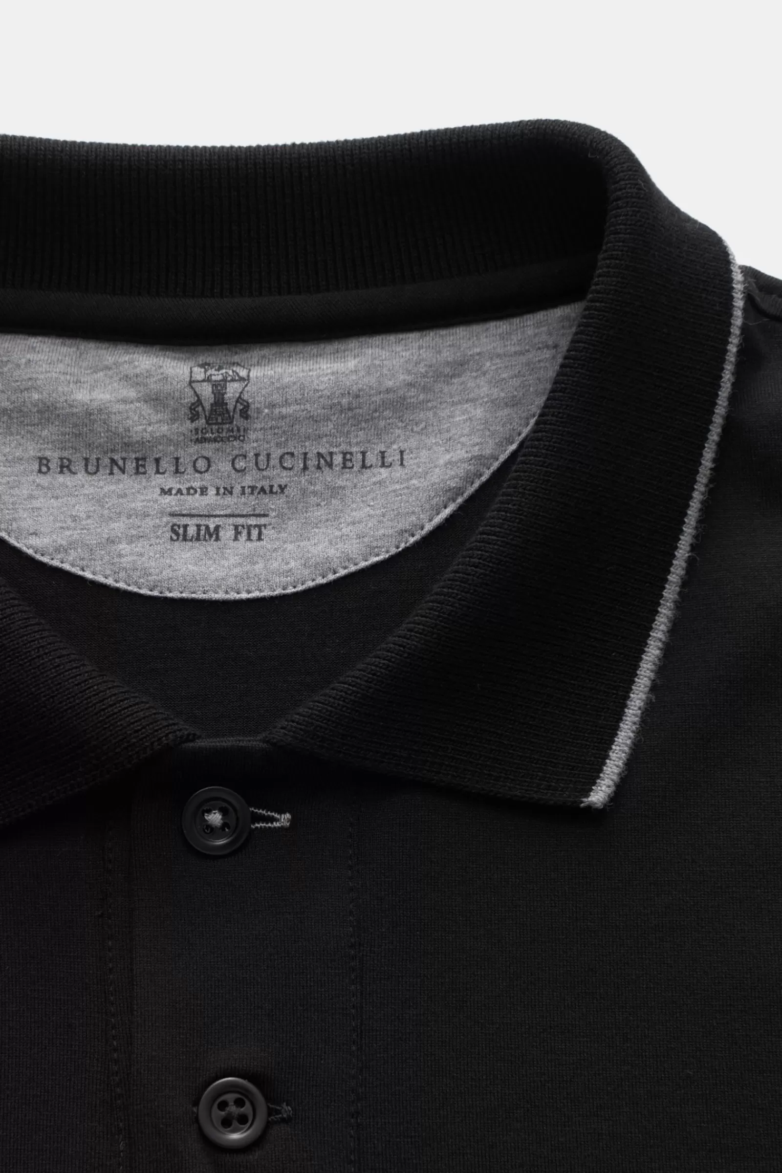 Jersey Longsleeve-Poloshirt Schwarz>Brunello Cucinelli Discount