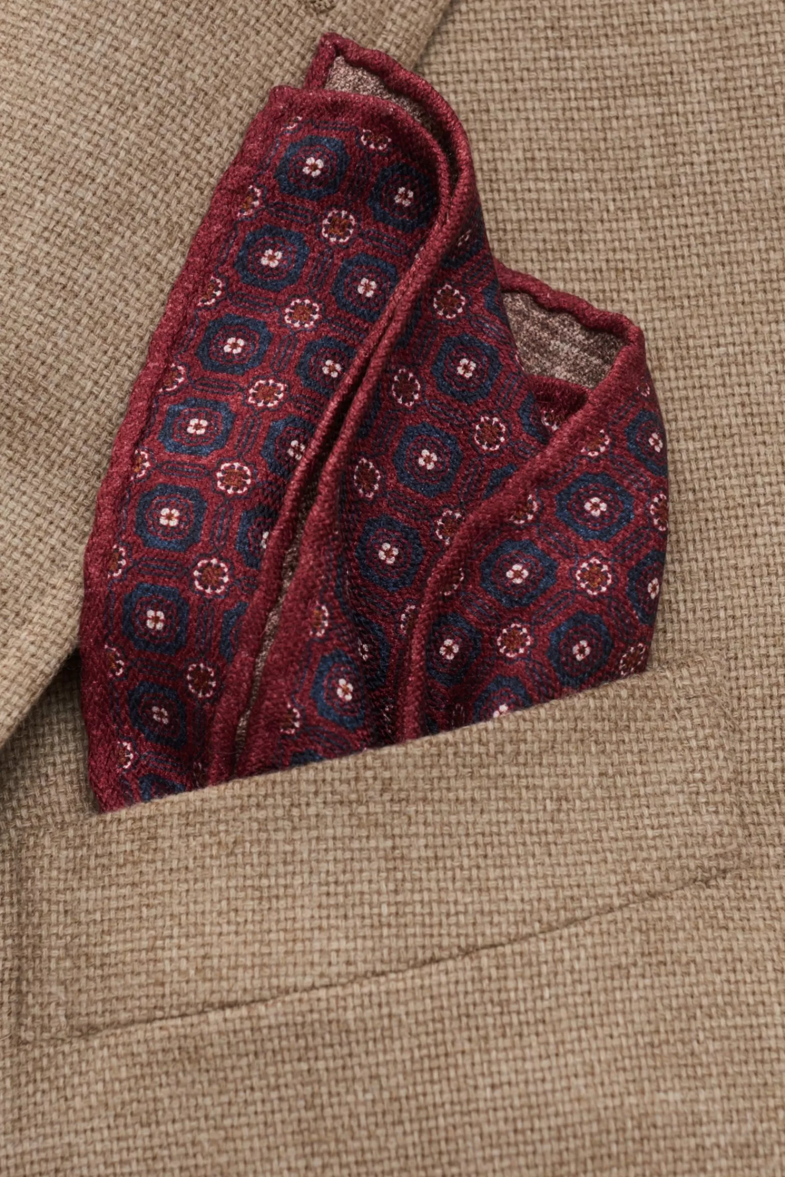 Pocket Square Burgundy/Navy Patterned^Brunello Cucinelli Clearance