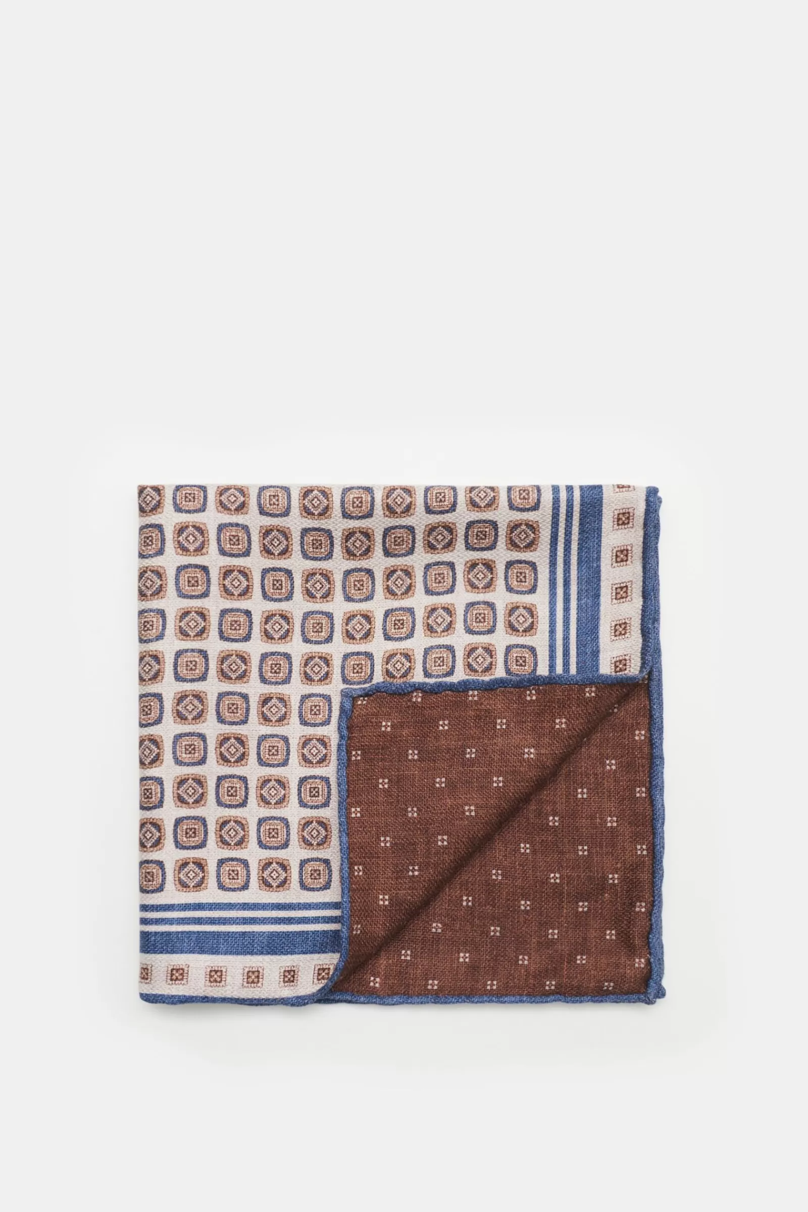 Pocket Square Cream/Grey-Blue Patterned^Brunello Cucinelli New